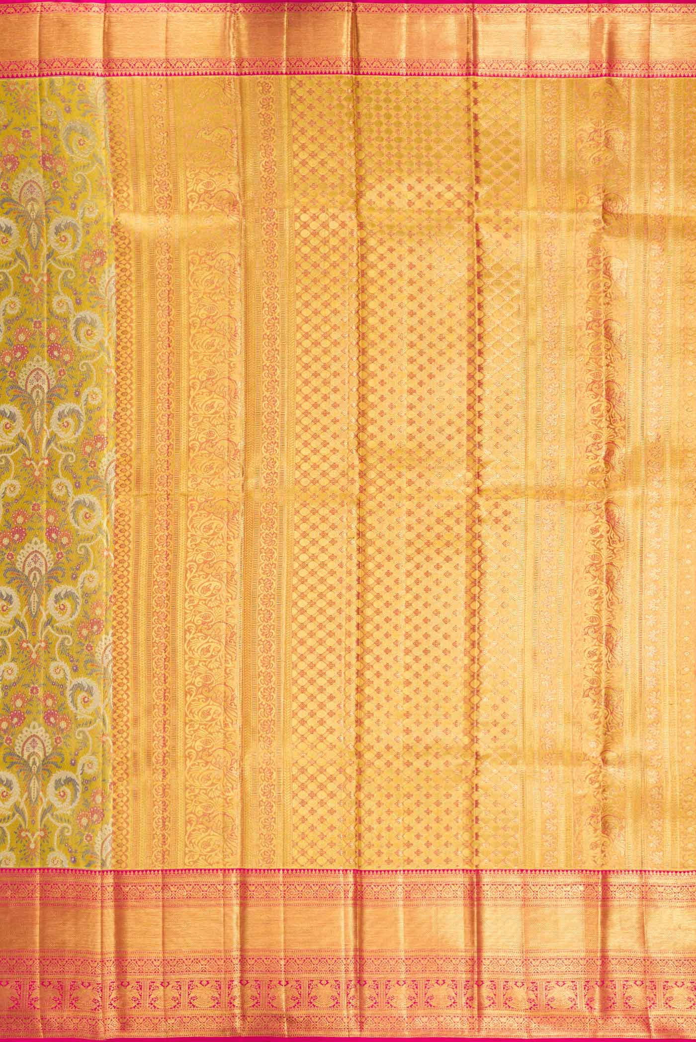 Gold Dual Tone Kanchipuram Tissue Silk Saree - Image 7