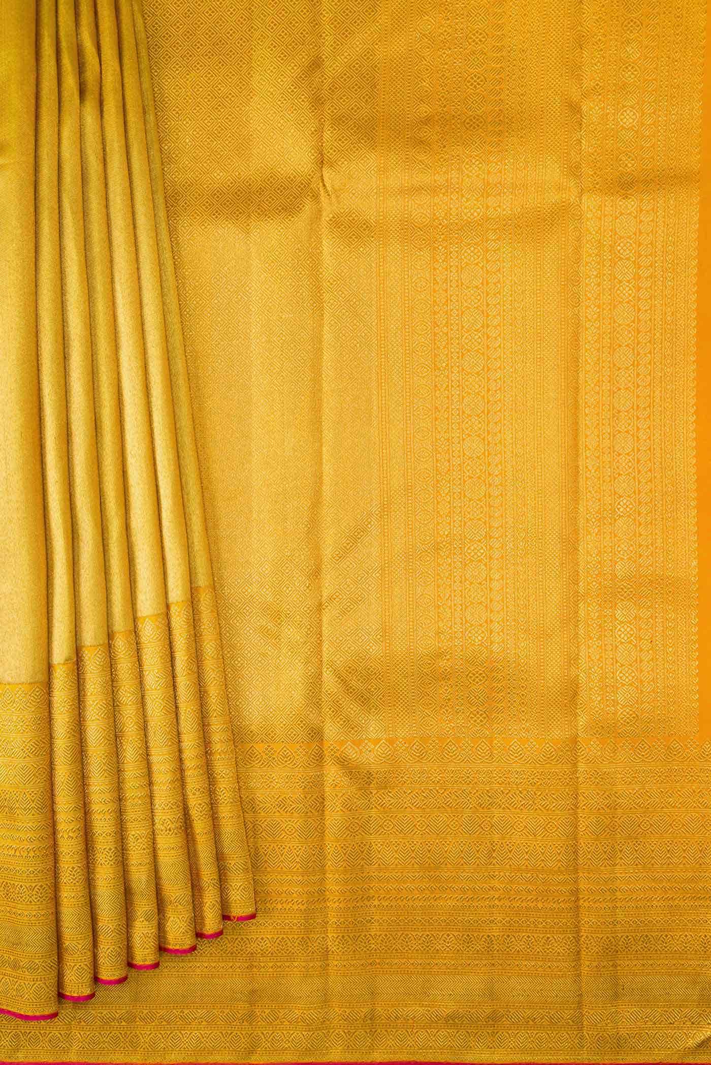 Pure Silk Pure Zari Gold Dual Tone Kanjivaram Tissue Saree - Image 2