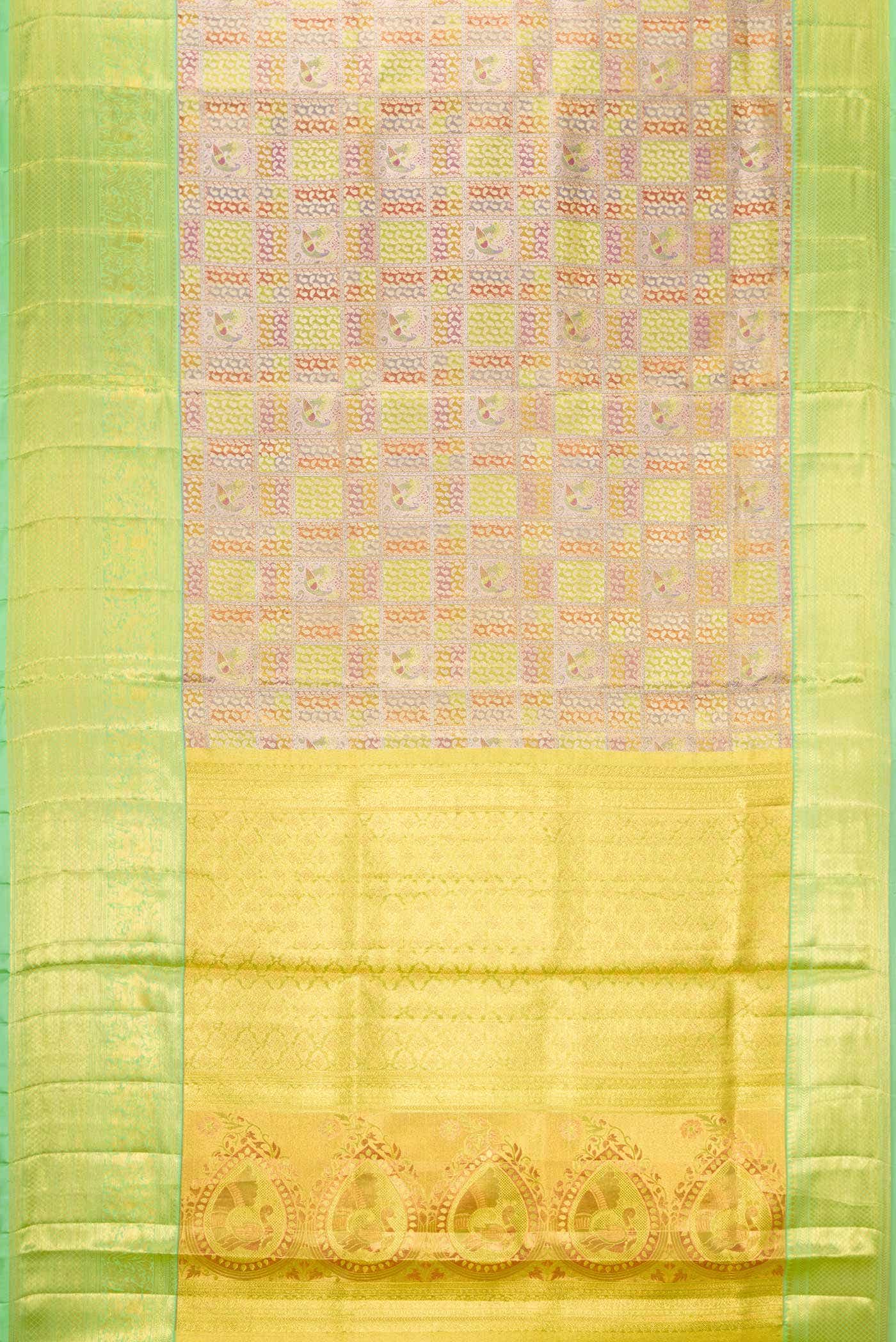 Gold Dual Tone Kanjivaram Tissue Silk Saree - Image 4