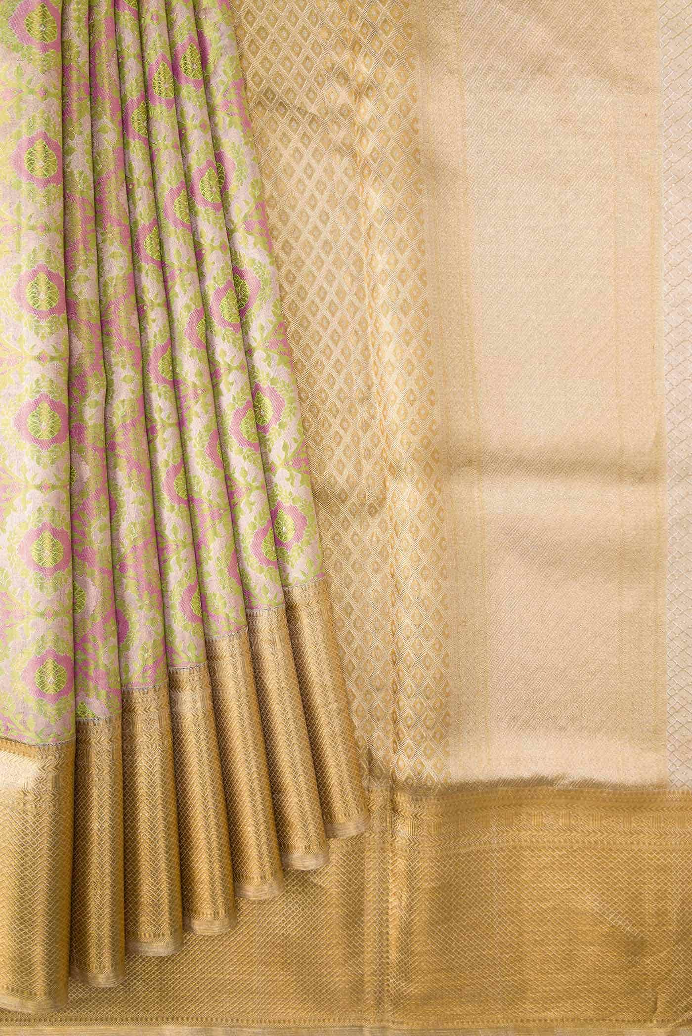 Gold Dual Tone Kanjivaram Tissue Silk Saree - Image 2