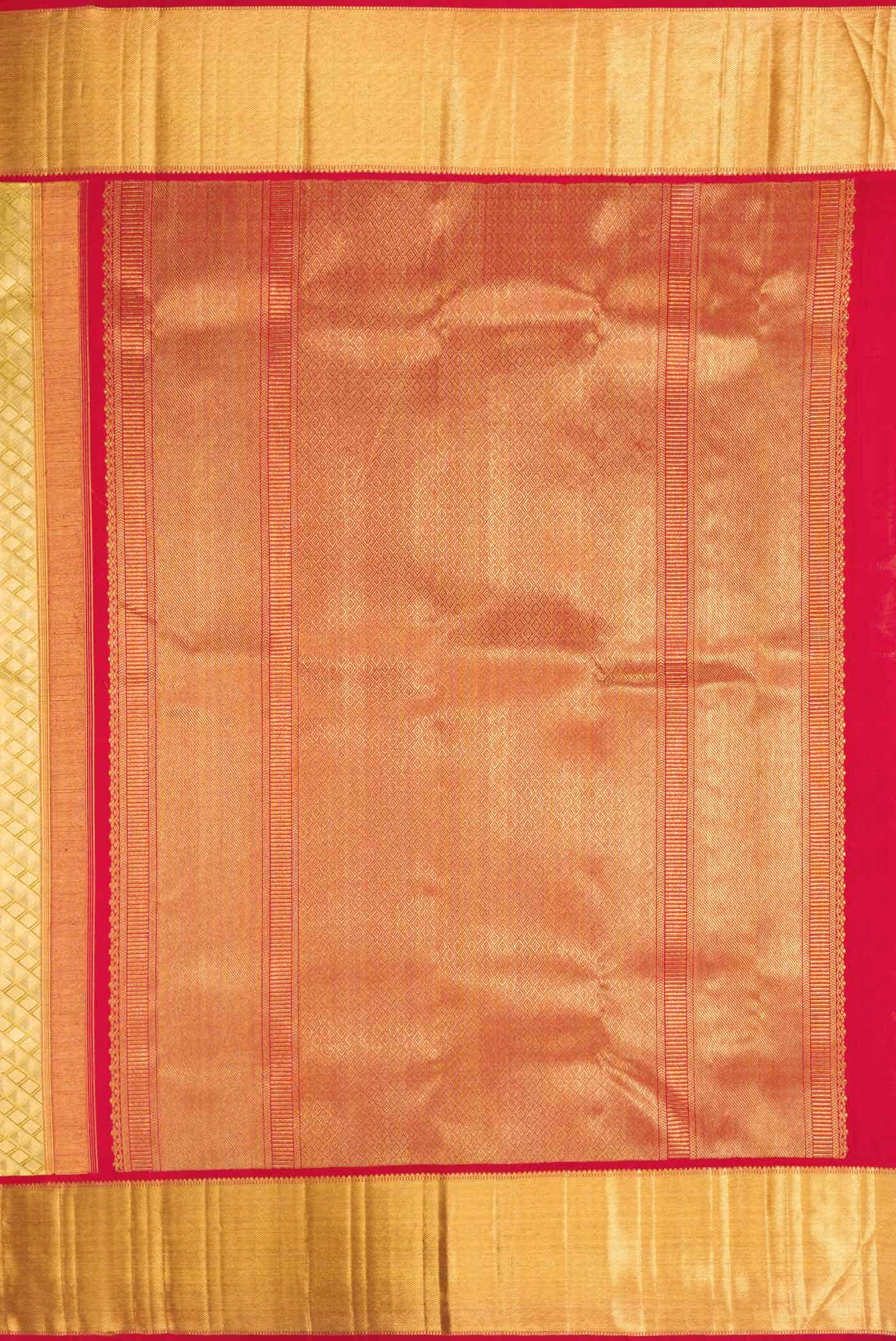 Pure Silk Pure Zari Gold Dual Tone Kanjivaram Tissue Saree - Image 5