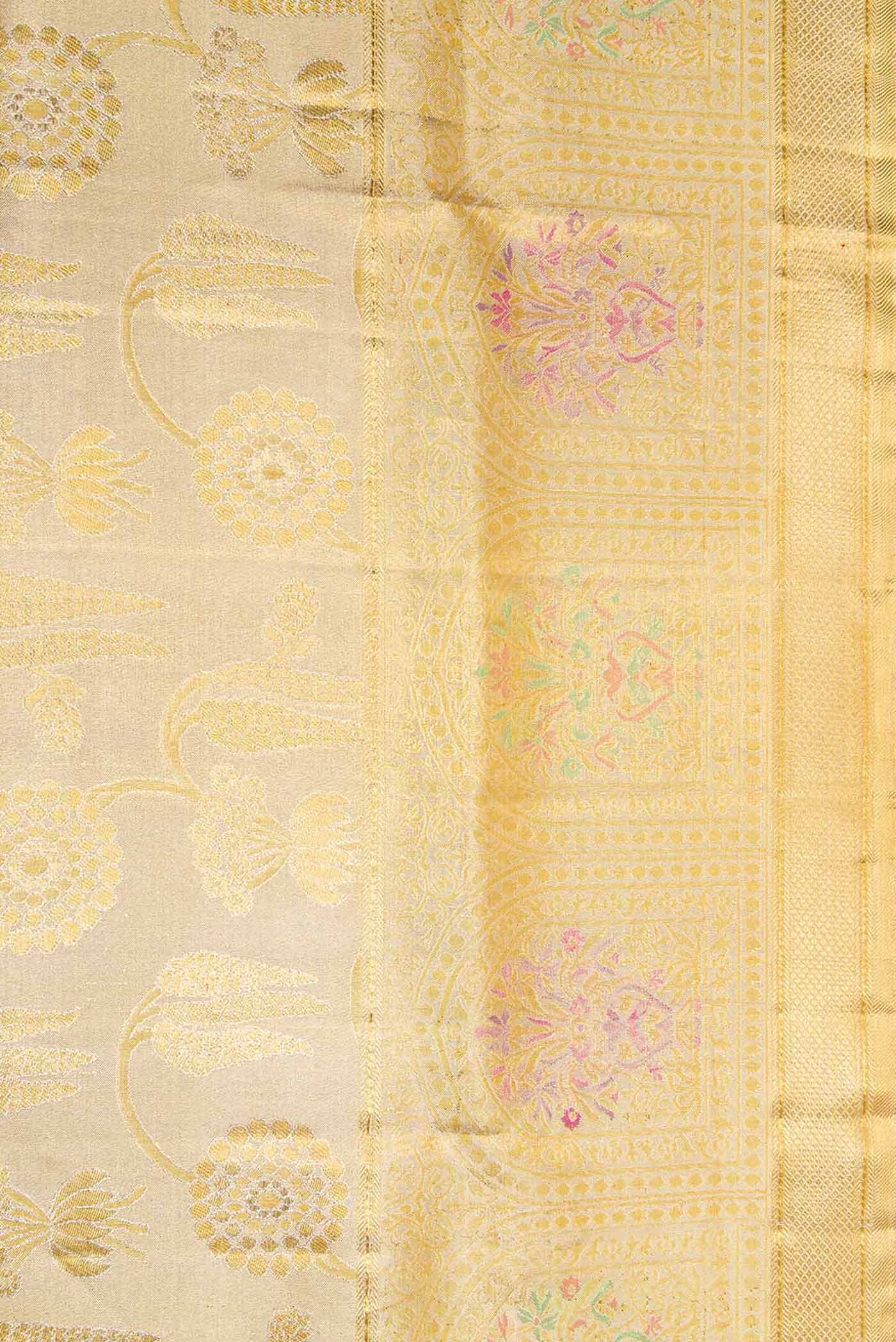 Gold Dual Tone Kanjivaram Tissue Silk Saree - Image 3