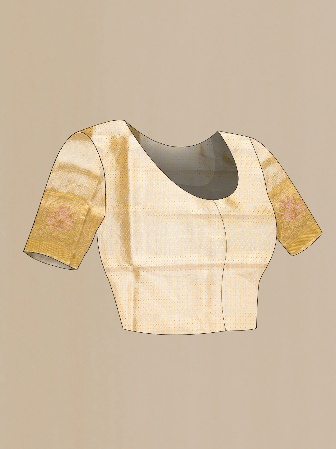 Gold Dual Tone Kanjivaram Tissue Silk Saree - Image 5
