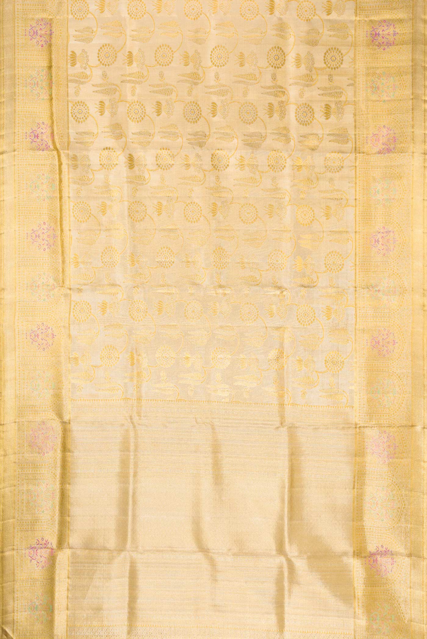 Gold Dual Tone Kanjivaram Tissue Silk Saree - Image 6