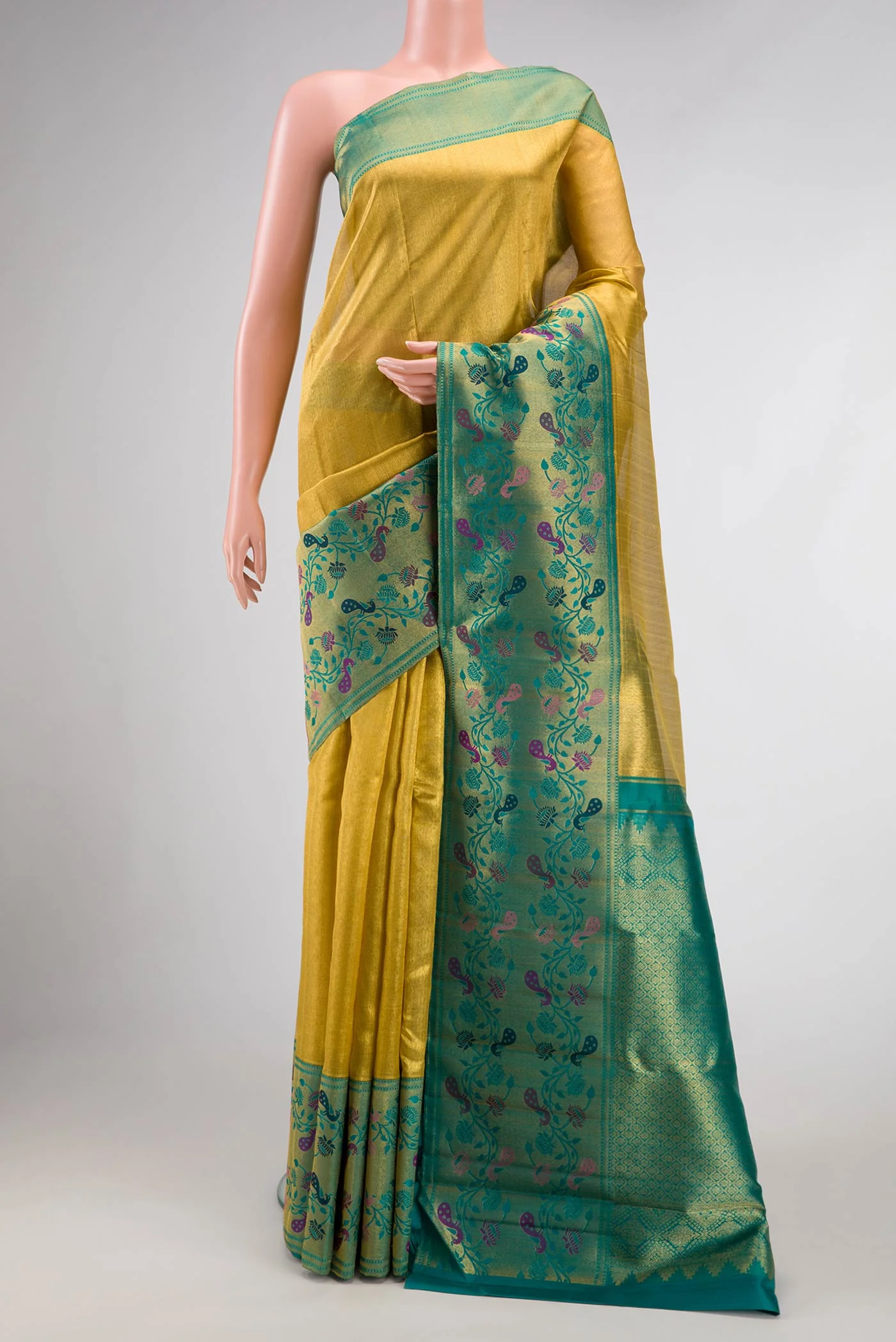 Gold Kanjivaram Tissue Silk Saree