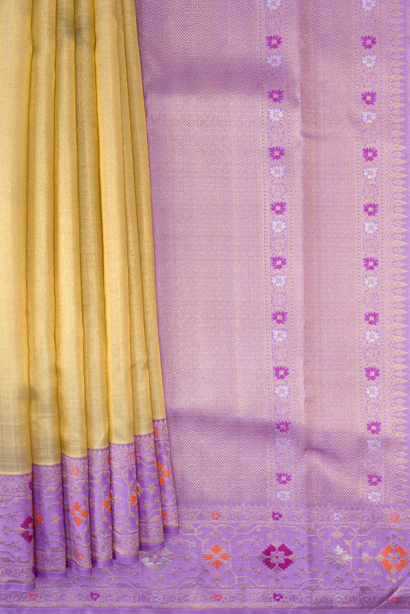 Gold Kanjivaram Tissue Silk Saree - Image 4