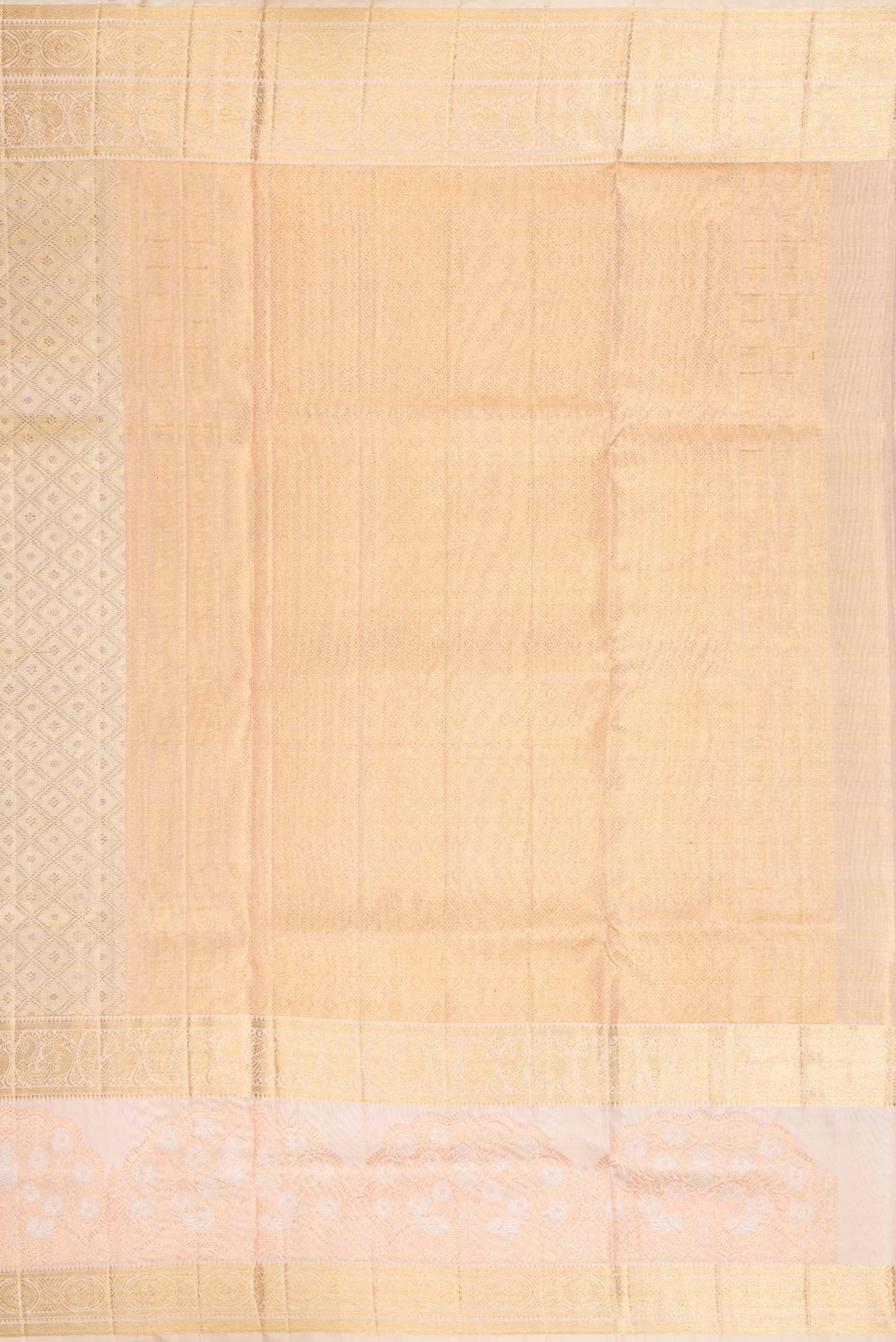 Cream with Gold Color Kanjivaram Tissue Silk Saree - Image 7