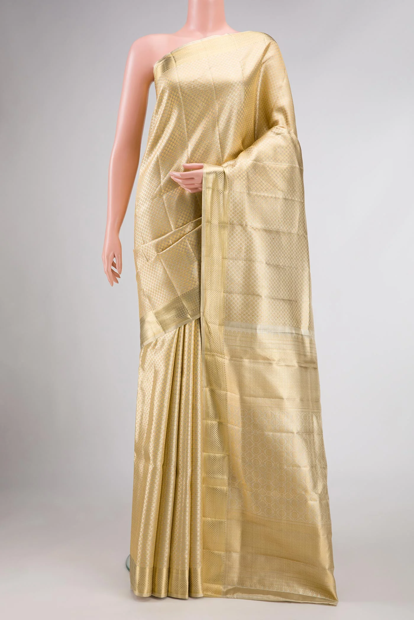 Gold Dual Tone Kanjivaram Tissue Silk Saree