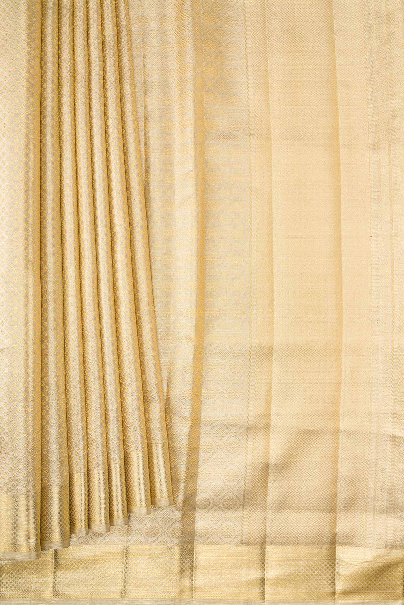 Gold Dual Tone Kanjivaram Tissue Silk Saree - Image 4