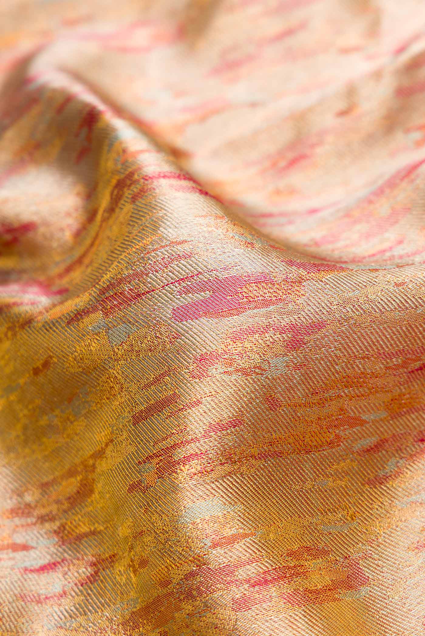 Rust with Gold Color Kanjivaram Tissue Silk Saree - Image 2
