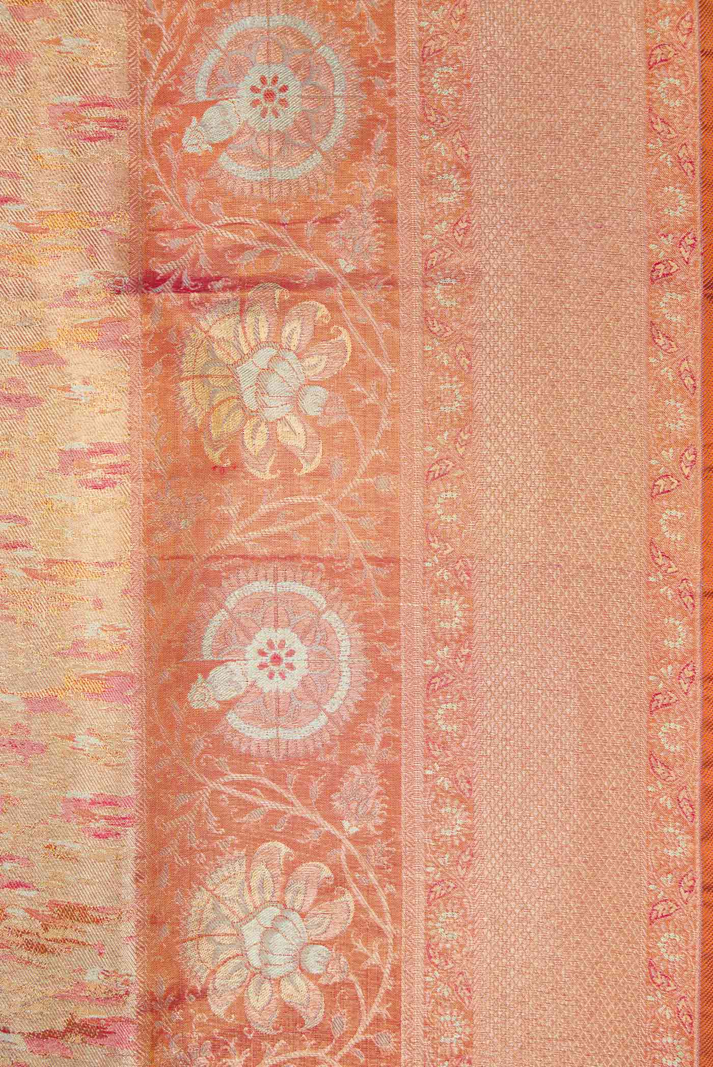 Rust with Gold Color Kanjivaram Tissue Silk Saree - Image 3