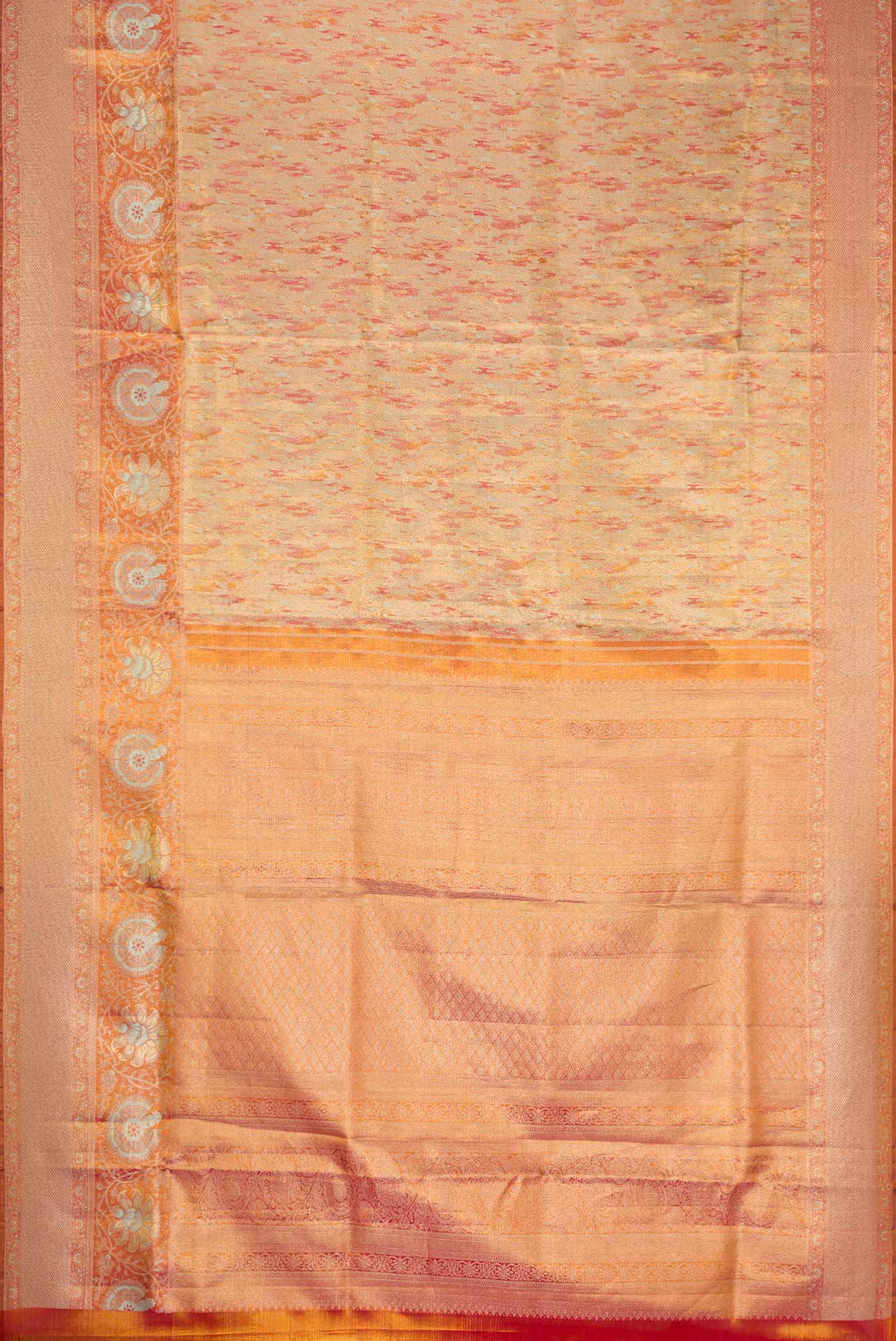 Rust with Gold Color Kanjivaram Tissue Silk Saree - Image 6