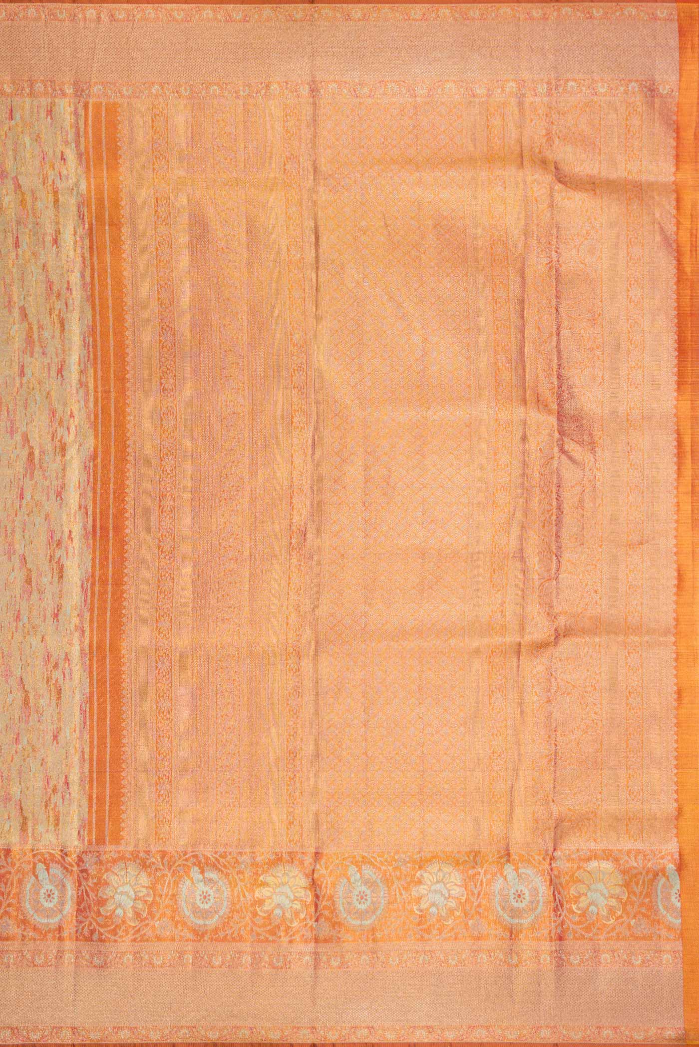 Rust with Gold Color Kanjivaram Tissue Silk Saree - Image 7
