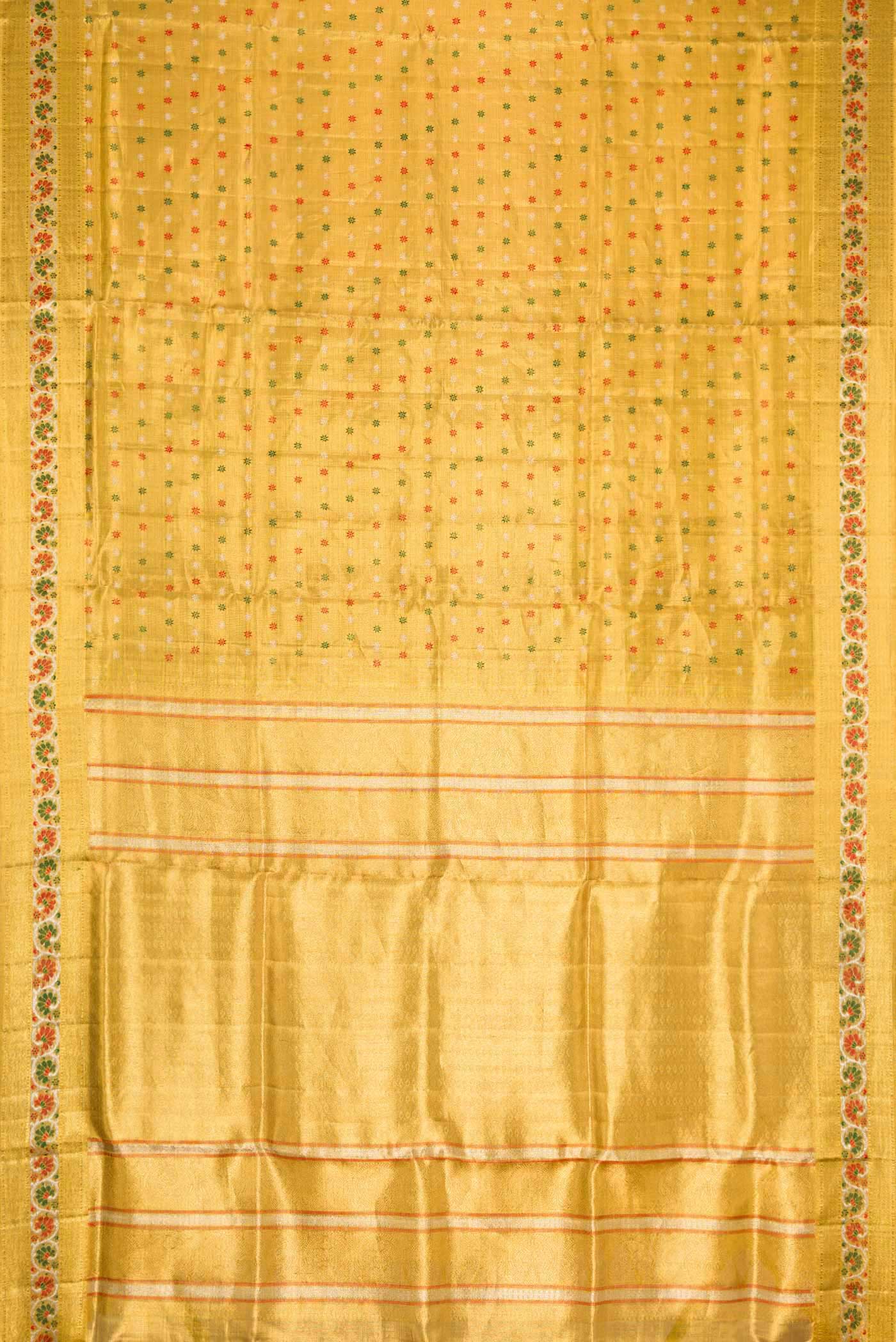 Gold Dual Tone Kanjivaram Tissue Silk Saree - Image 6
