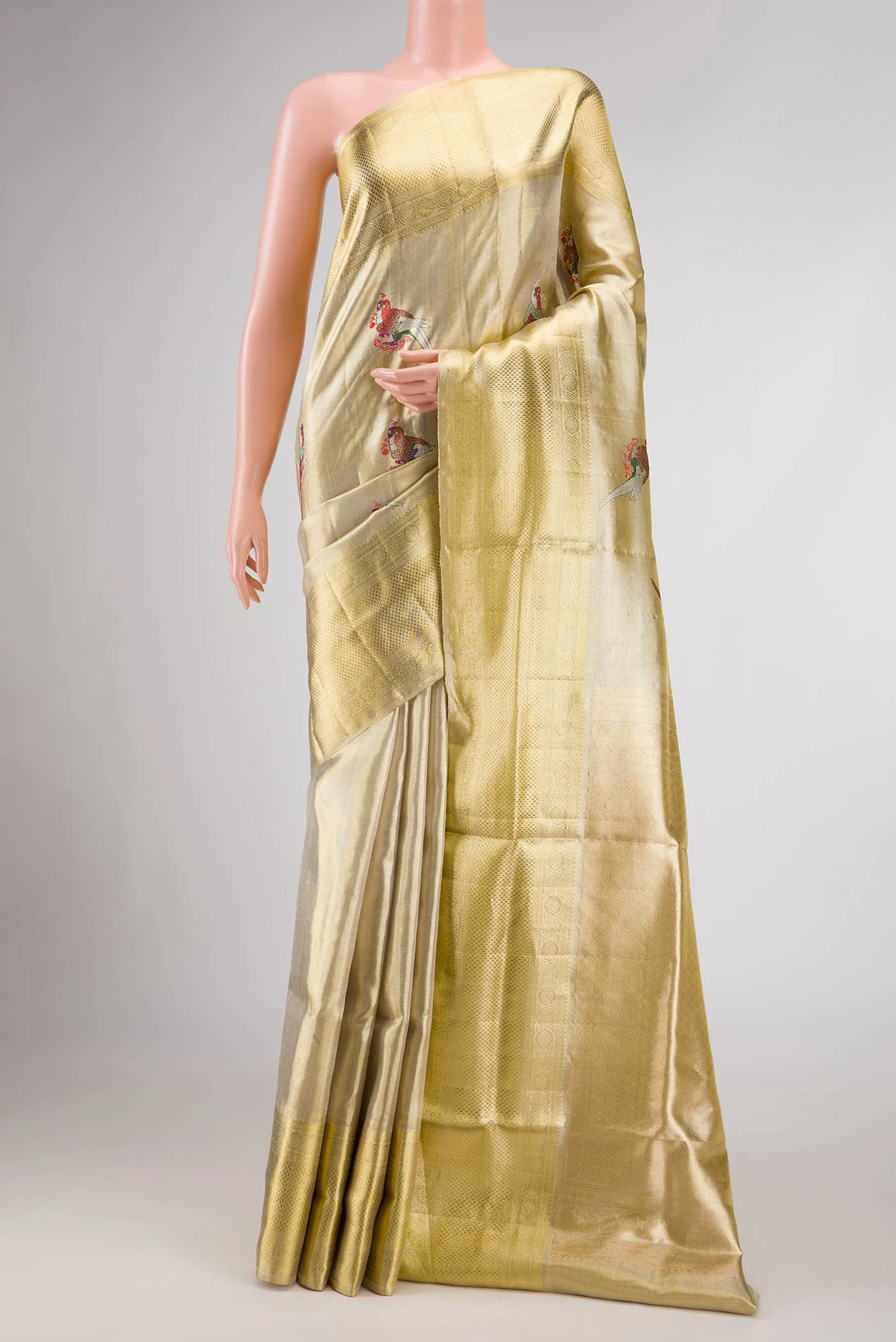 Gold Dual Tone Kanjivaram Tissue Silk Saree