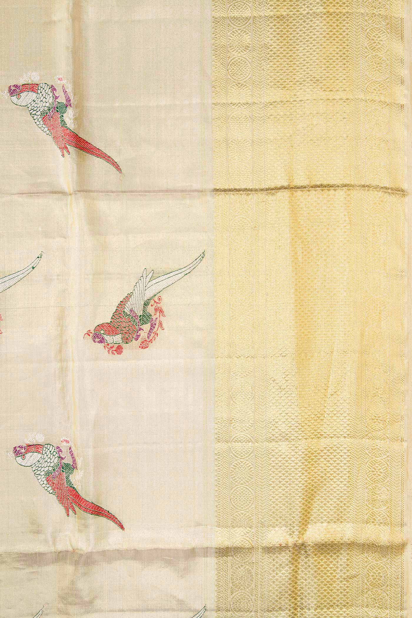 Gold Dual Tone Kanjivaram Tissue Silk Saree - Image 3