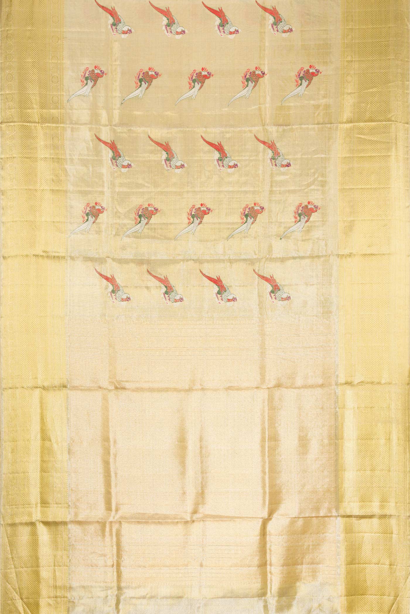 Gold Dual Tone Kanjivaram Tissue Silk Saree - Image 6
