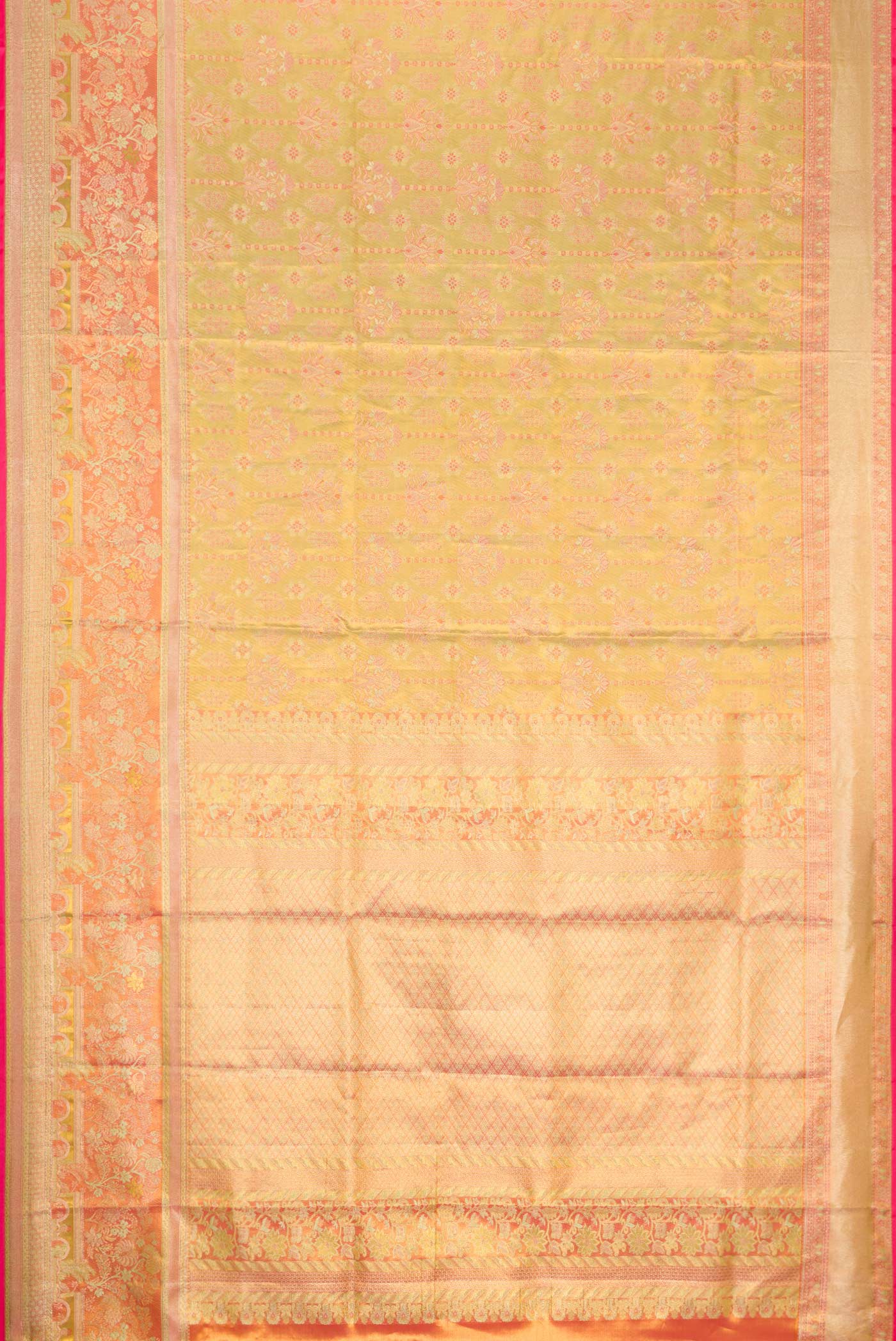 Gold Dual Tone Kanjivaram Tissue Silk Saree - Image 6