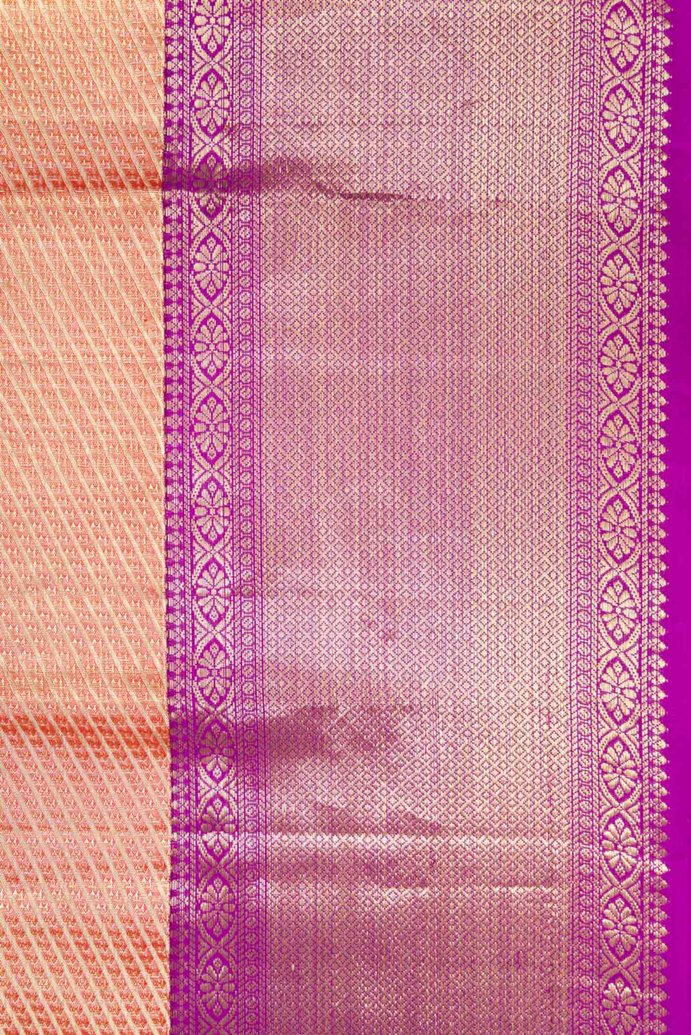 Gold with Red Color Kanjivaram Tissue Silk Saree - Image 3