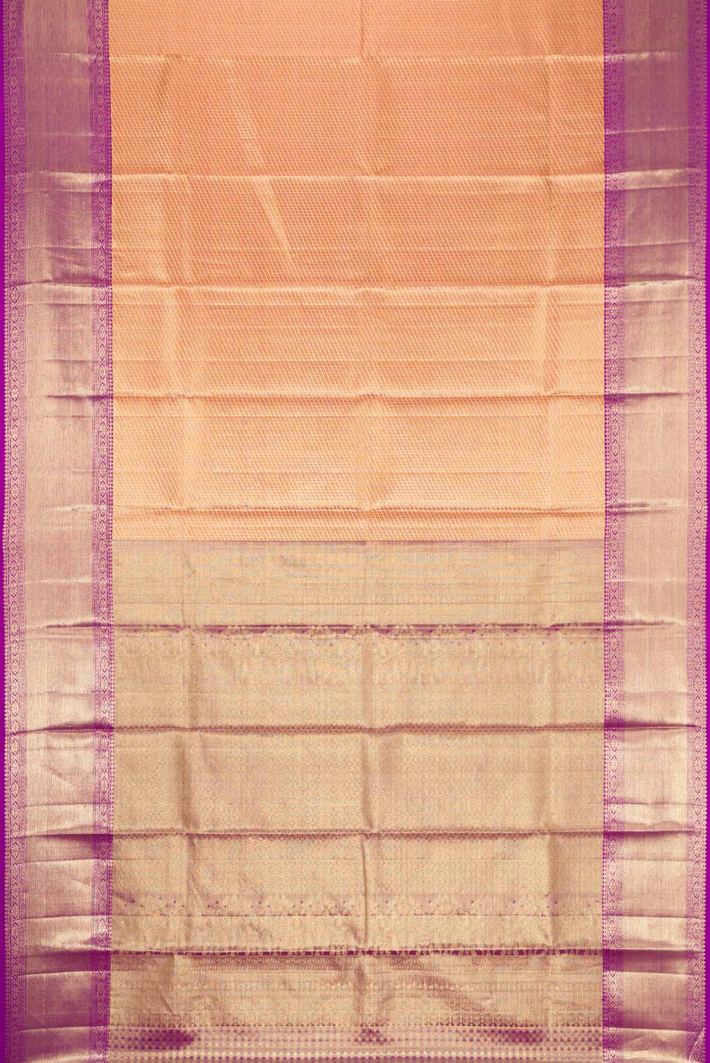 Gold with Red Color Kanjivaram Tissue Silk Saree - Image 6