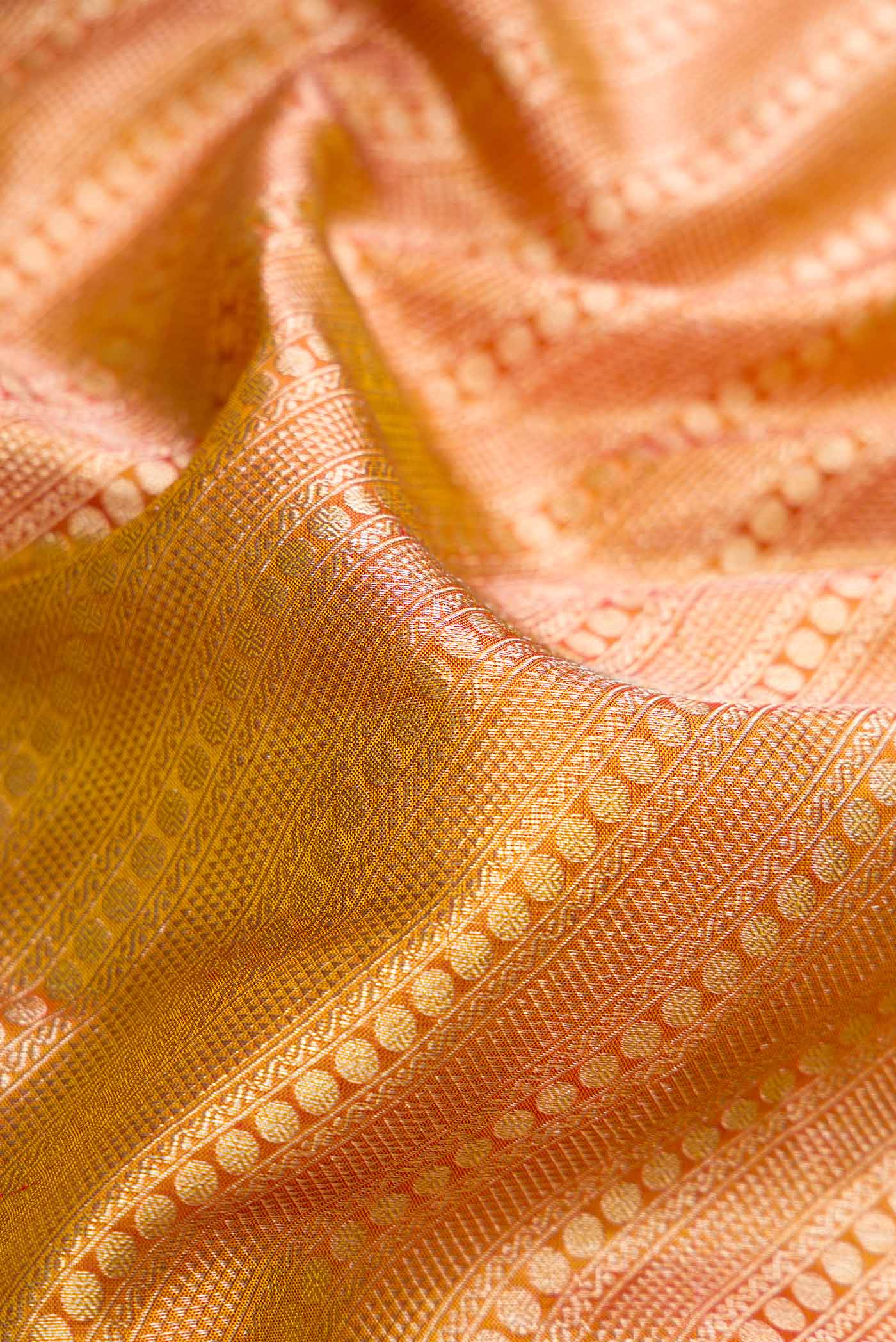 Mustard with Gold Color Kanjivaram Tissue Silk Saree - Image 2
