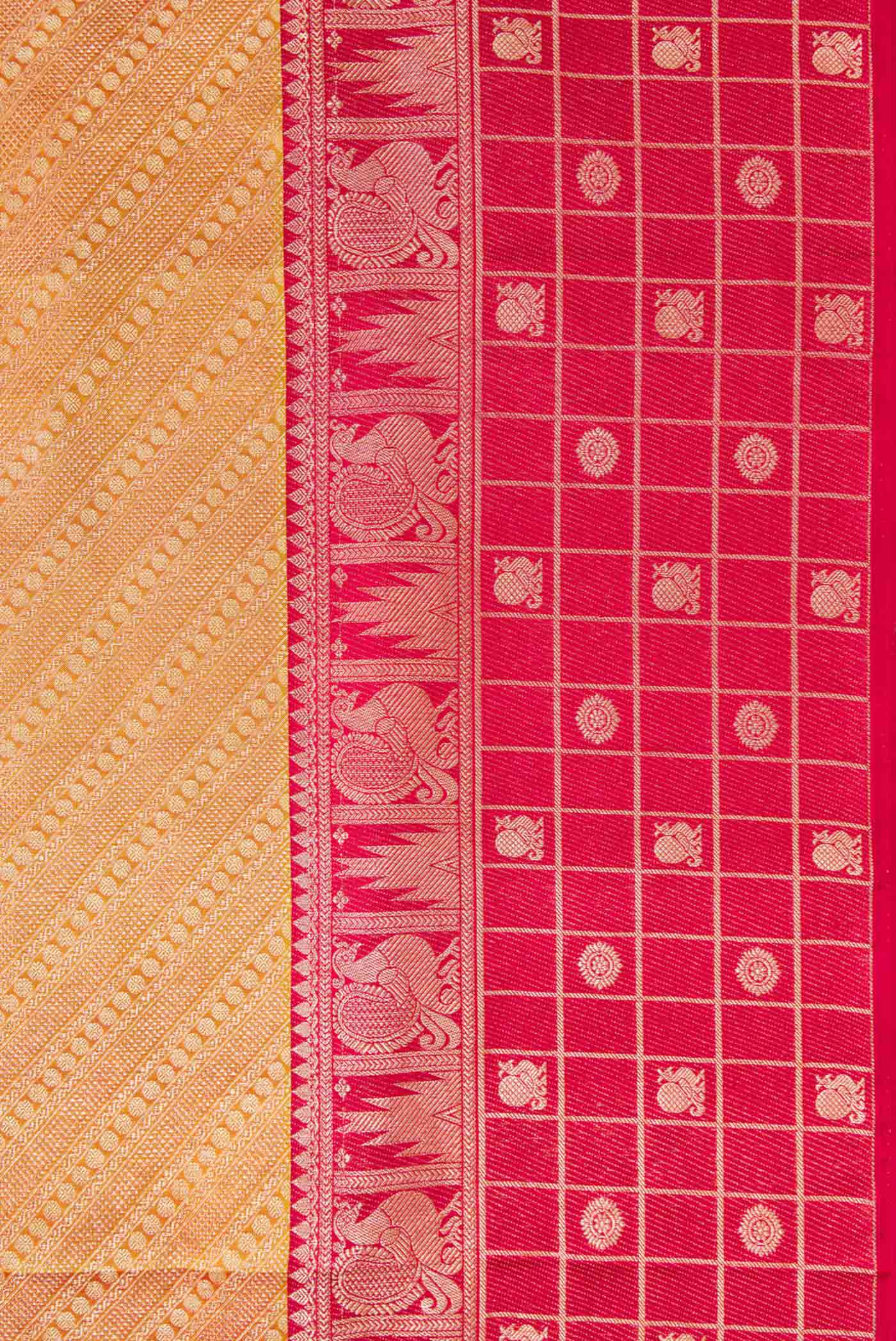 Mustard with Gold Color Kanjivaram Tissue Silk Saree - Image 3
