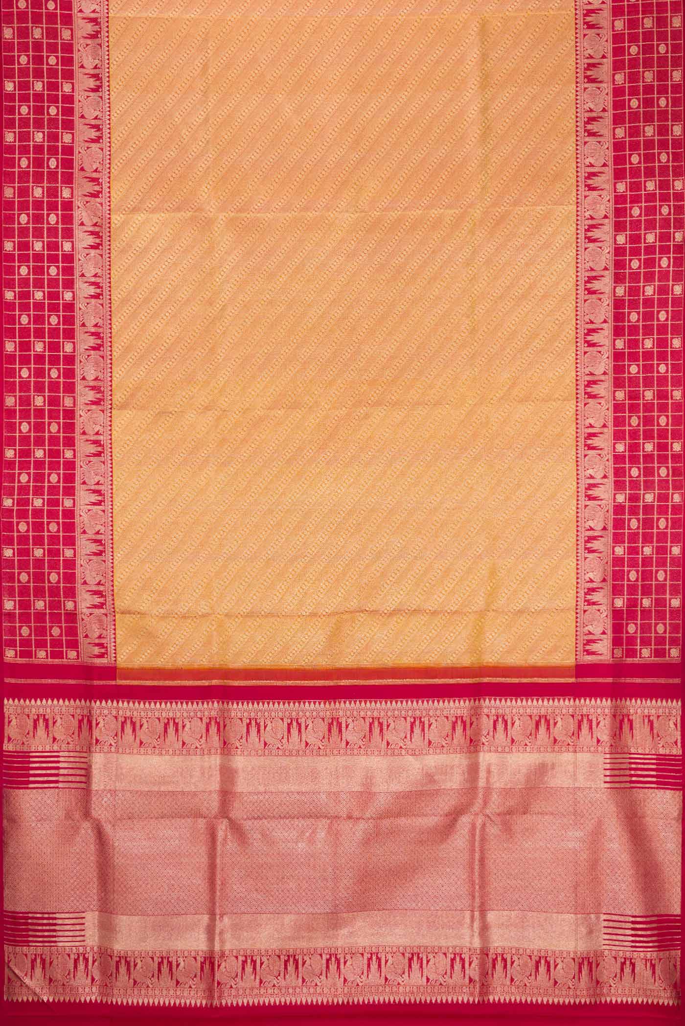 Mustard with Gold Color Kanjivaram Tissue Silk Saree - Image 6