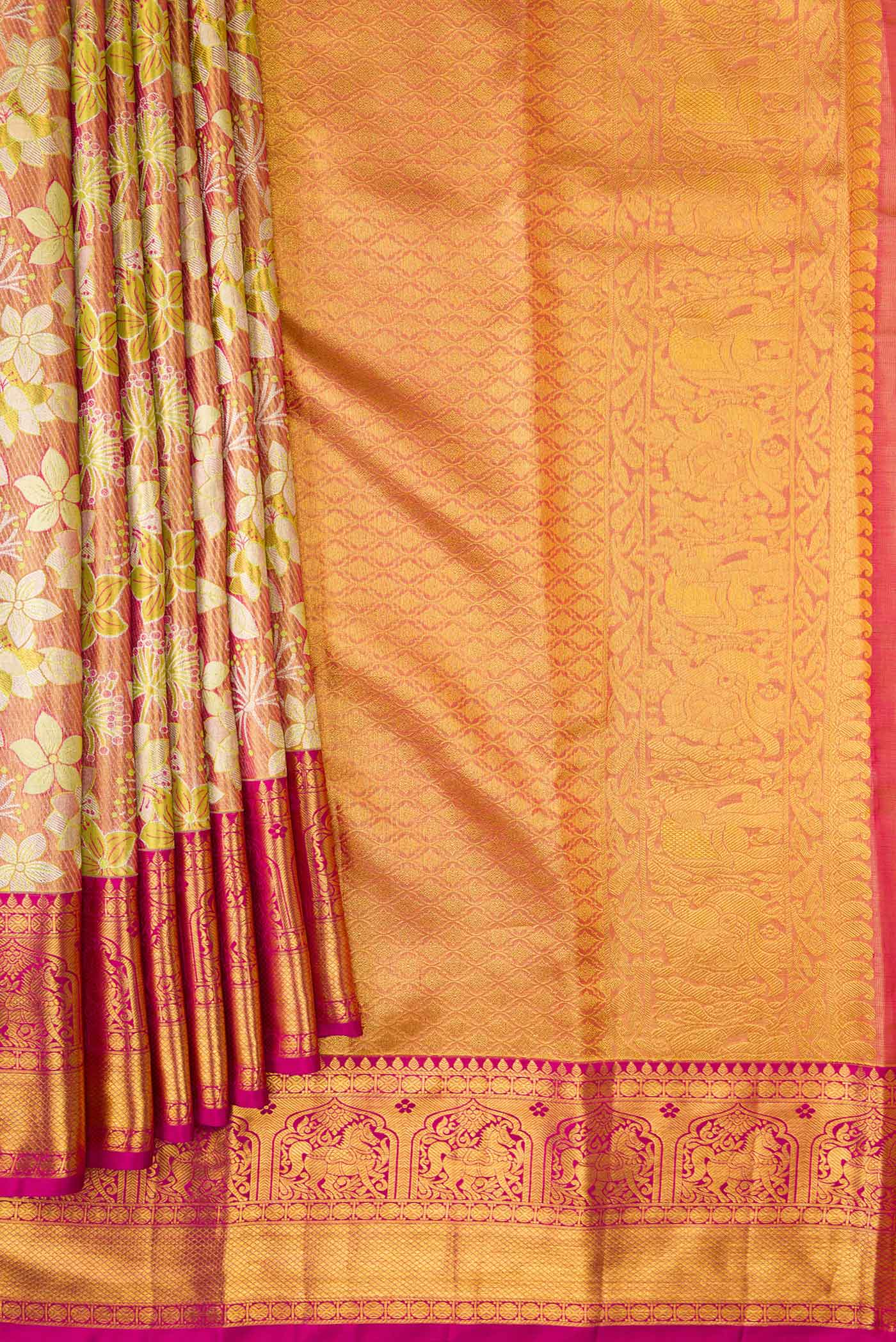 Gold Kanjivaram Tissue Silk Saree - Image 4