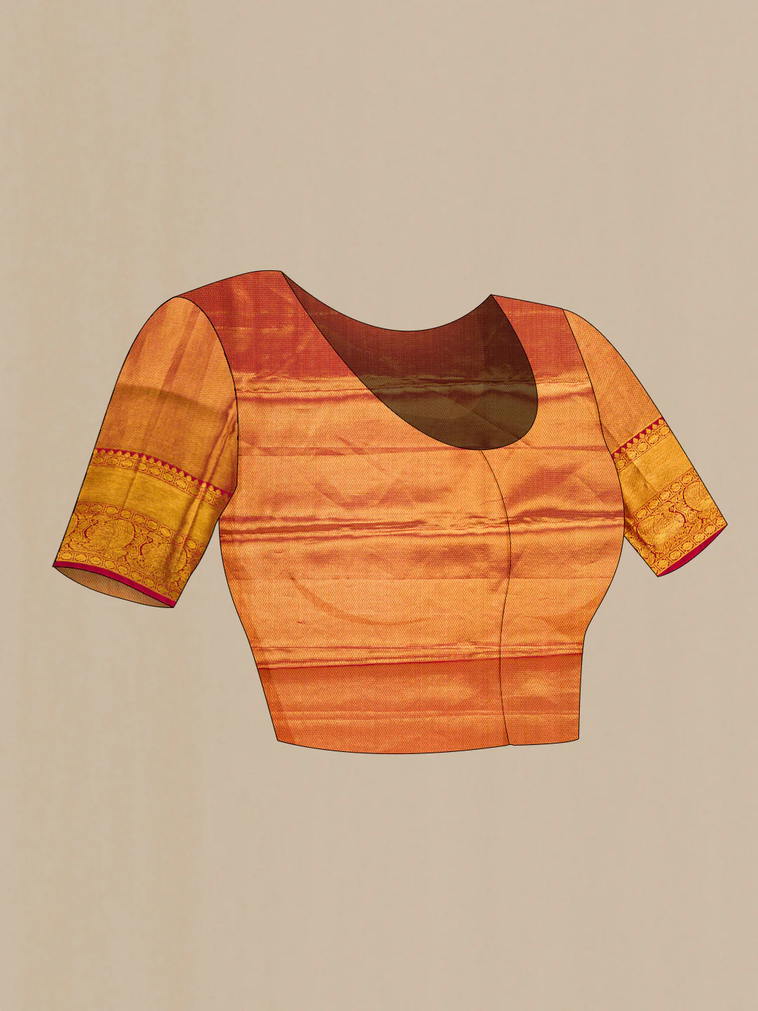 Gold with Lemon Yellow Dual Tone Kanjivaram Tissue Silk Saree - Image 5