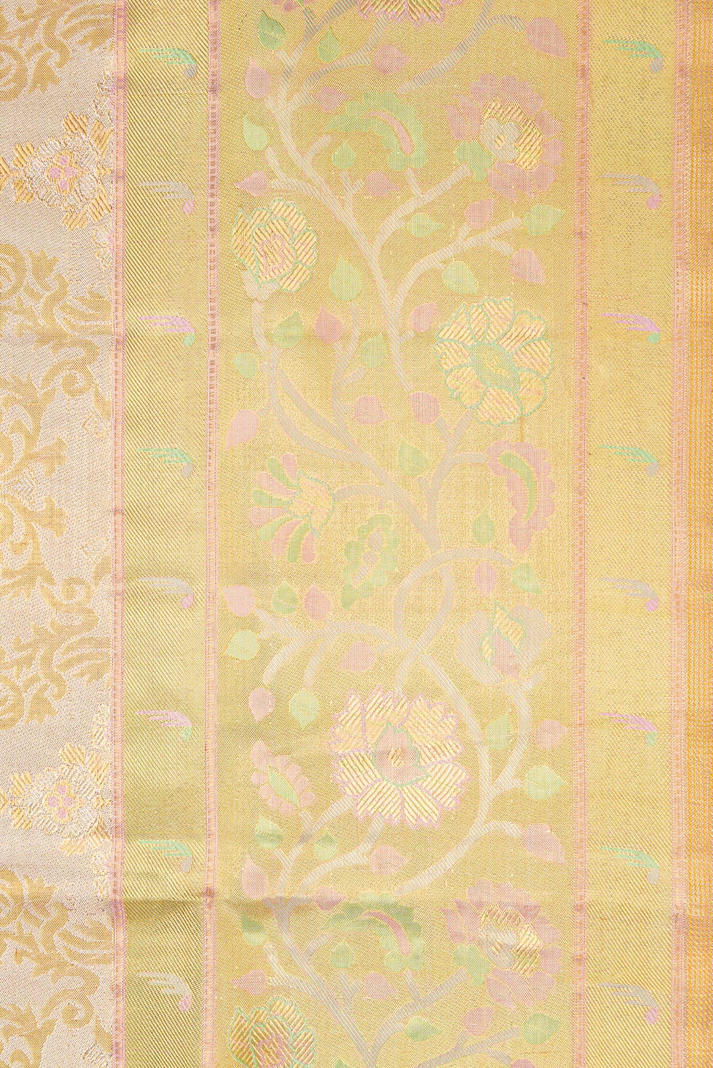 Gold Dual Tone Kanjivaram Tissue Silk Saree - Image 3