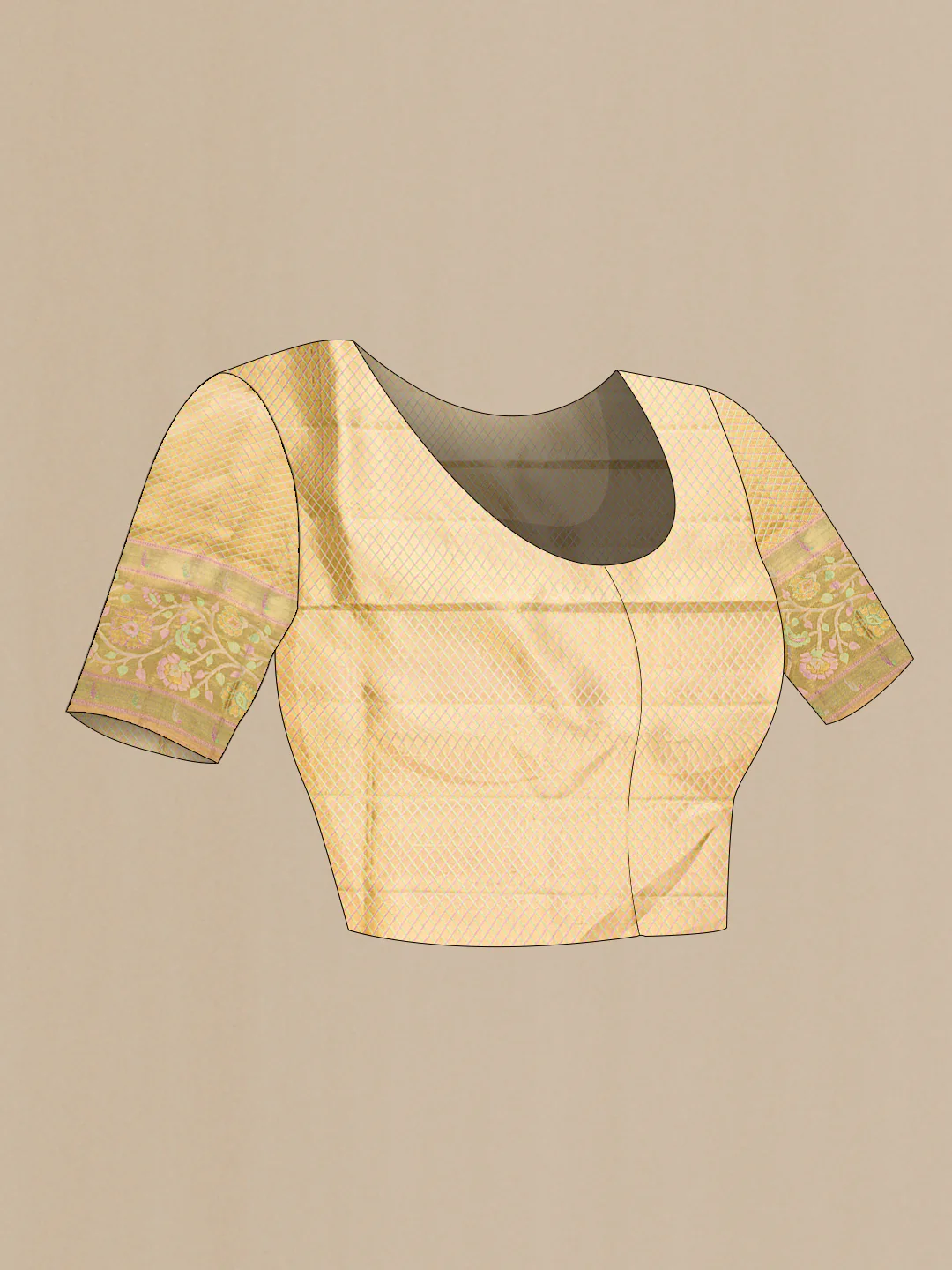 Gold Dual Tone Kanjivaram Tissue Silk Saree - Image 5