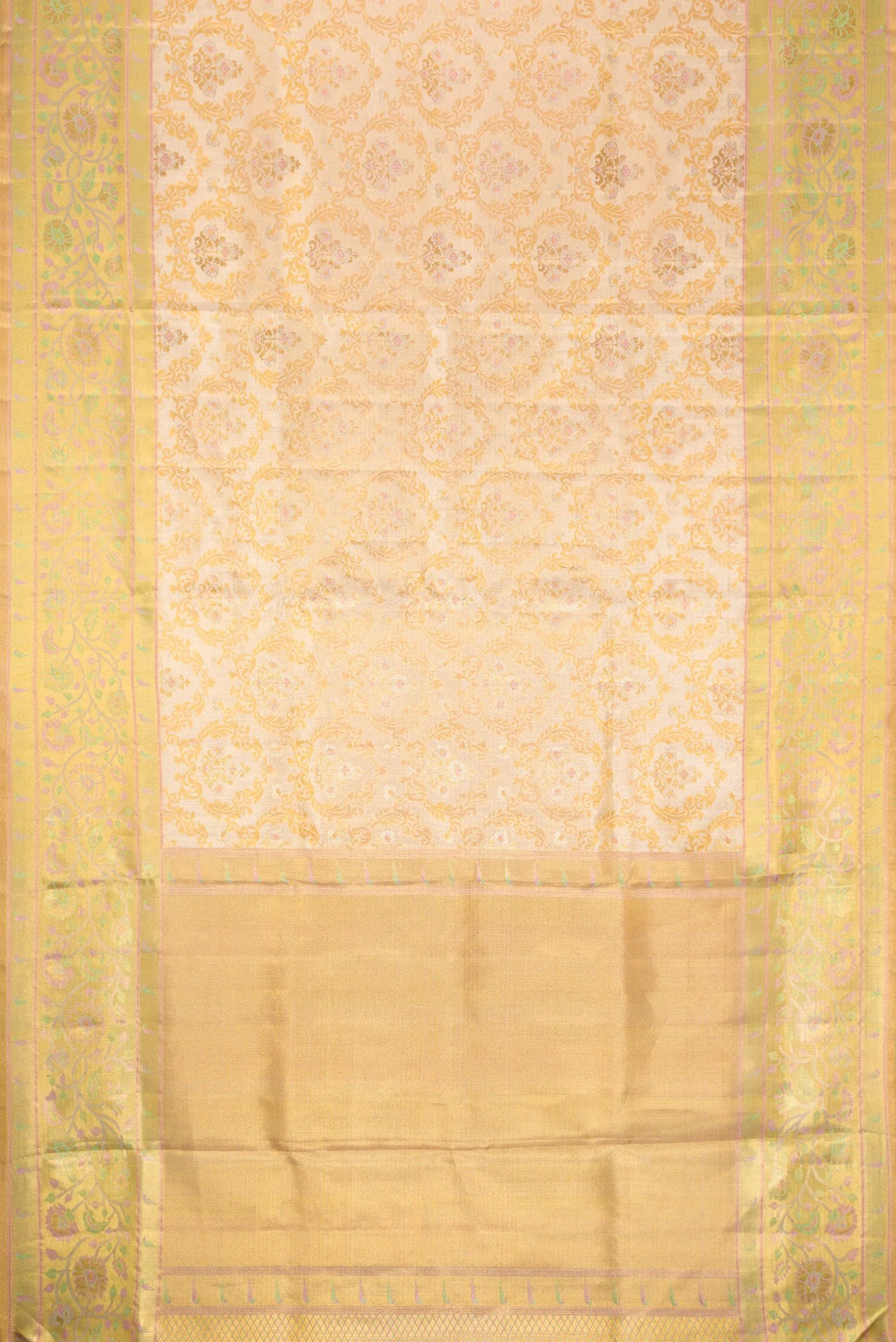 Gold Dual Tone Kanjivaram Tissue Silk Saree - Image 6