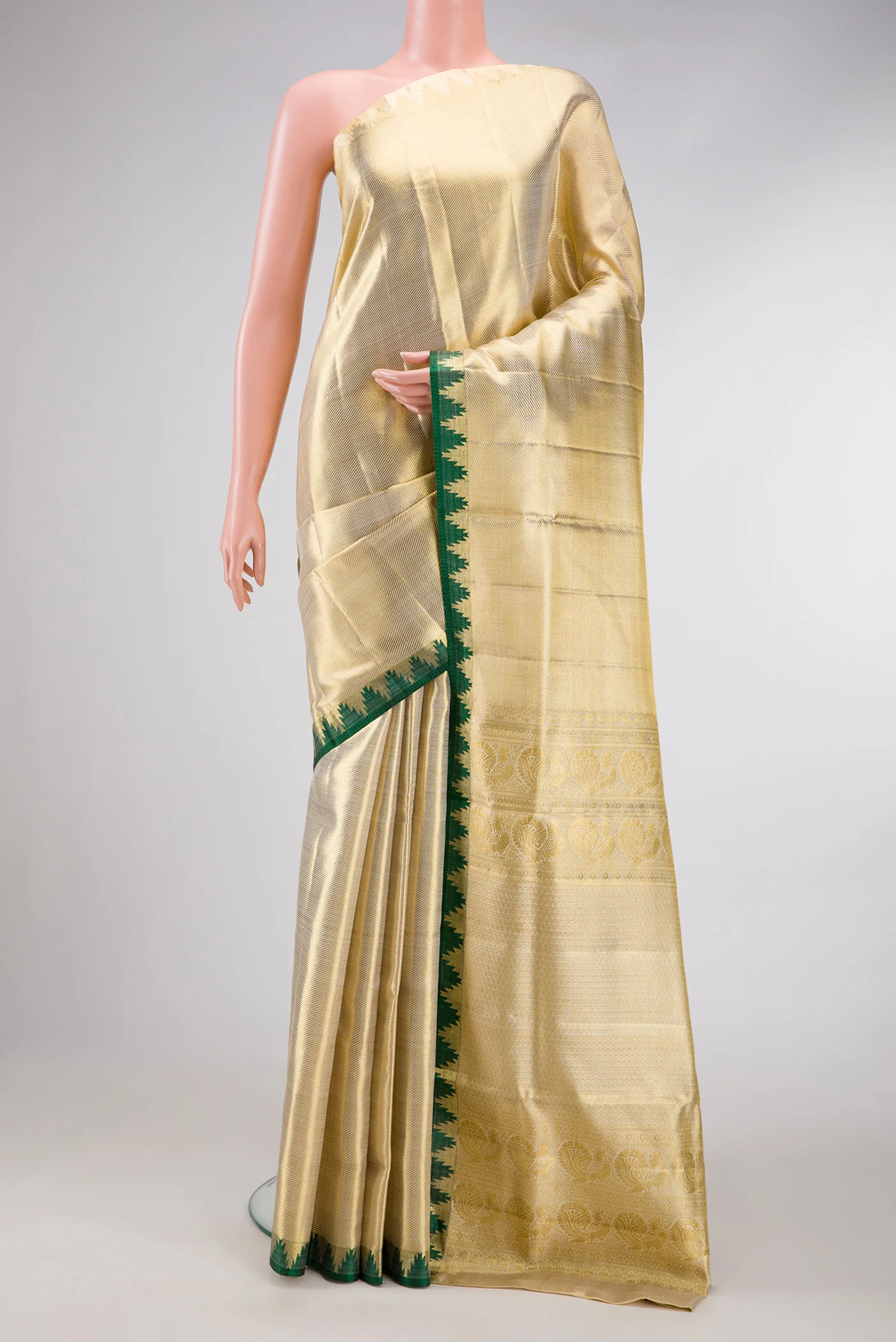 Gold Dual Tone Kanjivaram Tissue Silk Saree