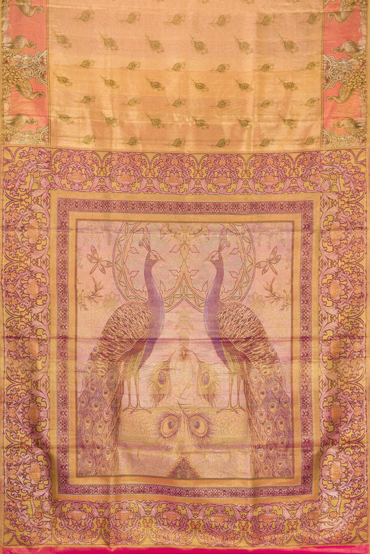 Gold Dual Tone Kanjivaram Tissue Silk Saree - Image 6