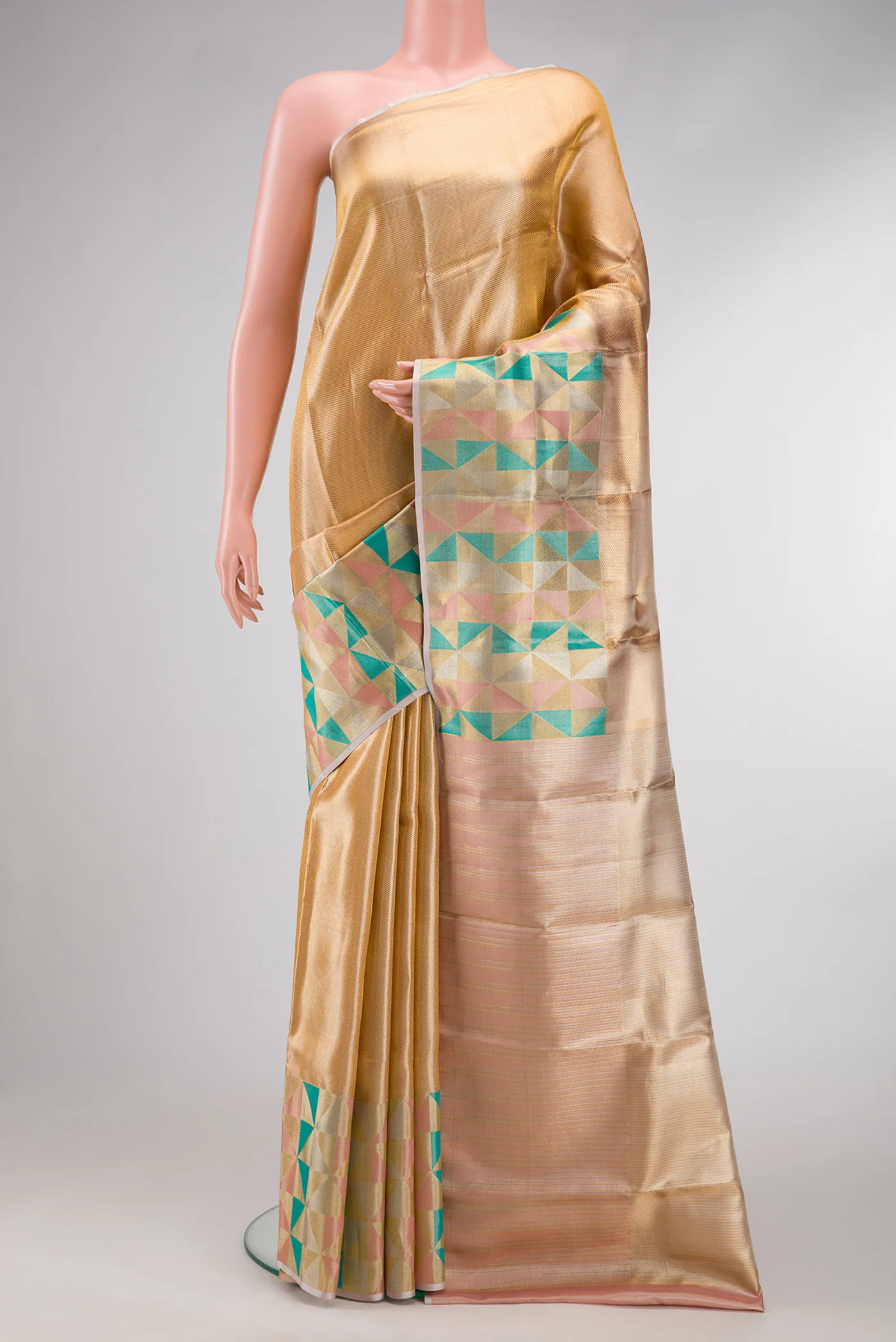 Gold Dual Tone Kanjivaram Tissue Silk Saree