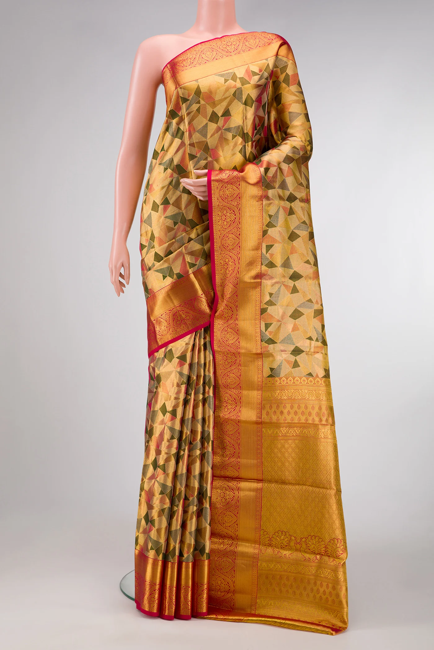 Gold Dual Tone Kanjivaram Tissue Silk Saree