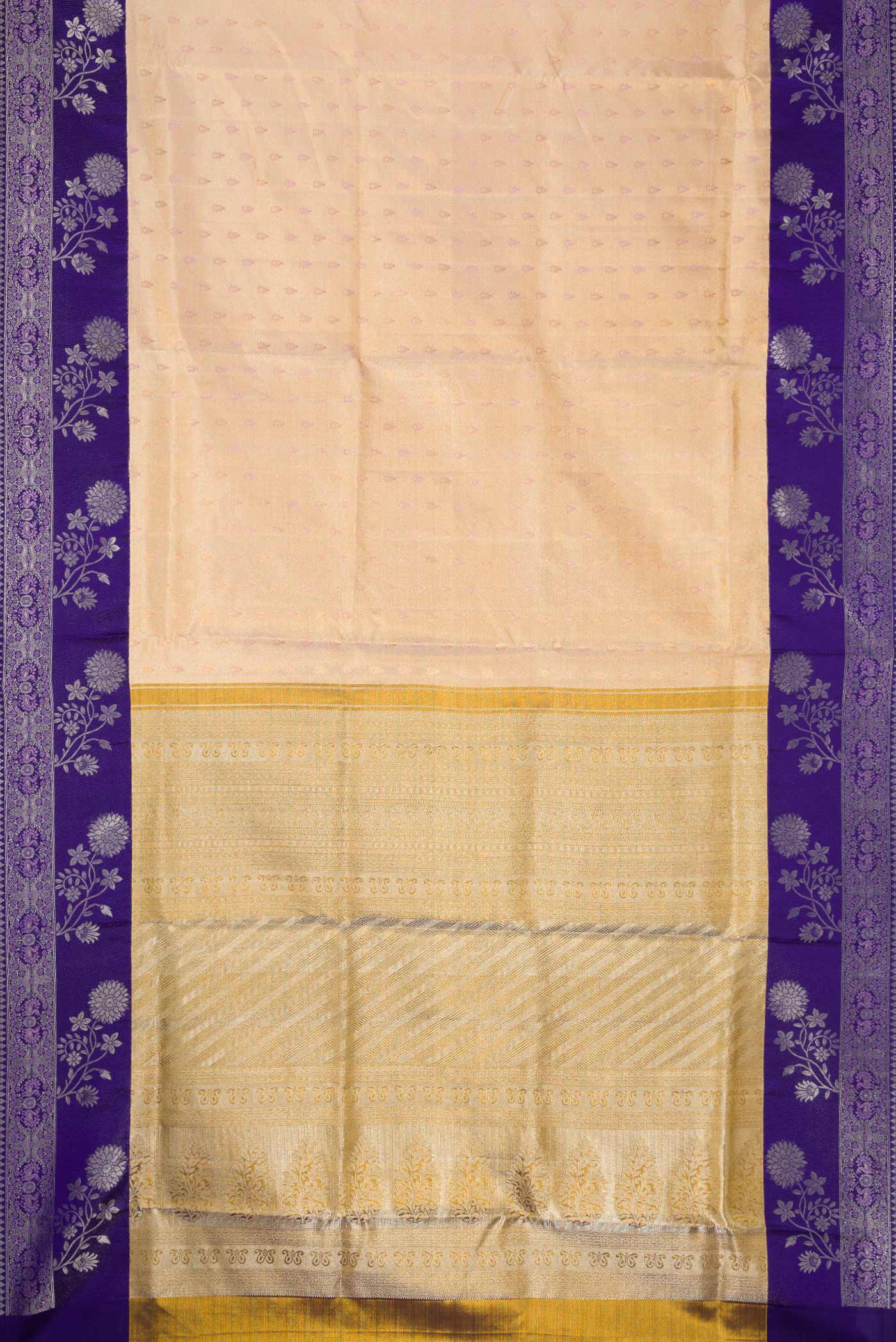 Gold Dual Tone Kanjivaram Tissue Silk Saree - Image 6