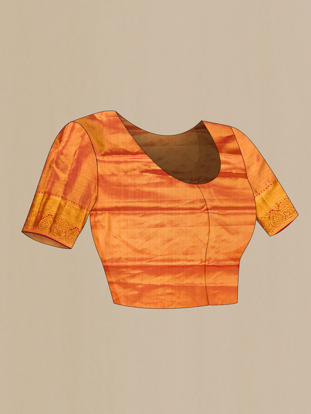 Gold Dual Tone Kanjivaram Tissue Silk Saree - Image 5