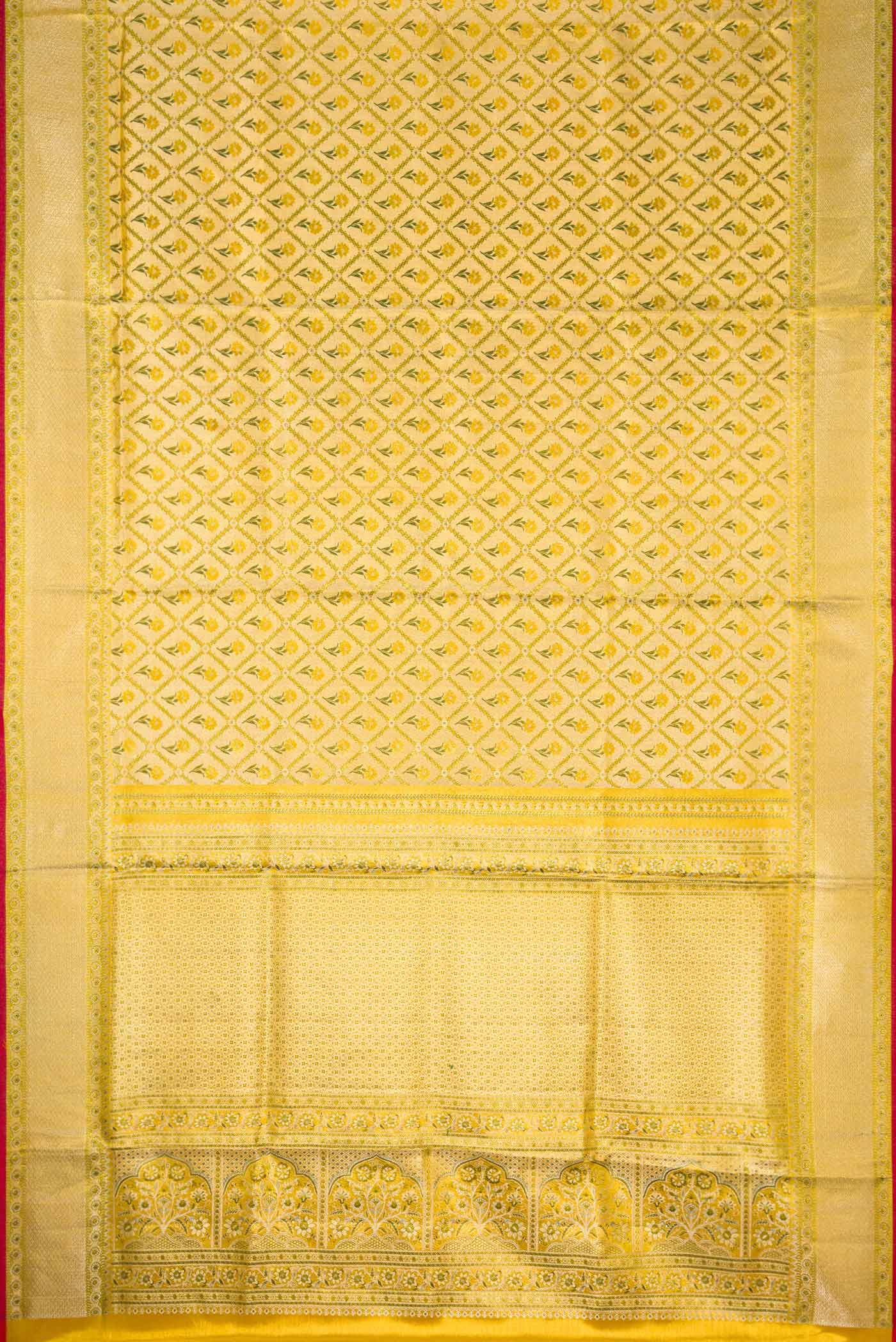 Gold Dual Tone Kanjivaram Tissue Silk Saree - Image 6
