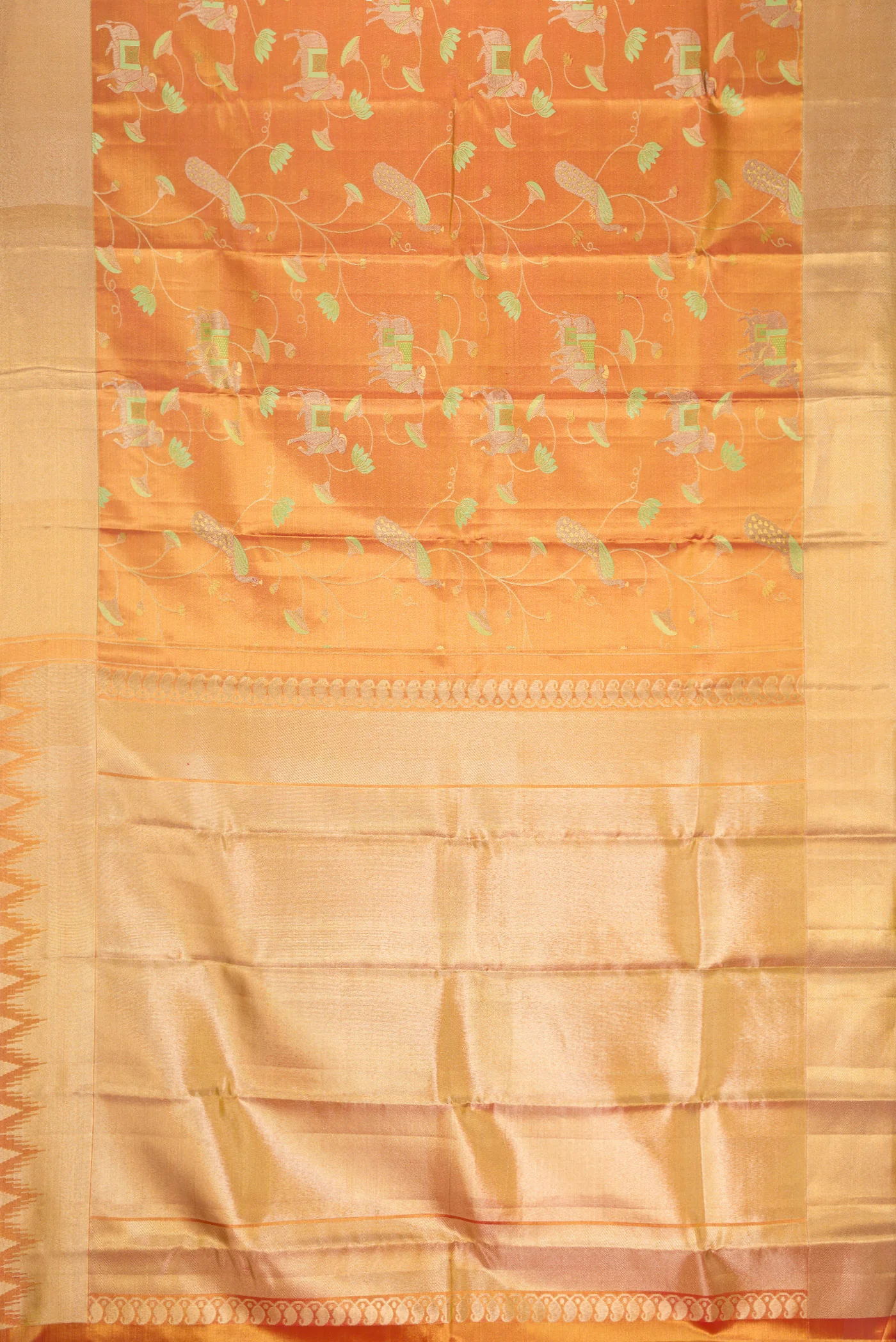 Mustard with Gold Color Kanjivaram Tissue Silk Saree - Image 7