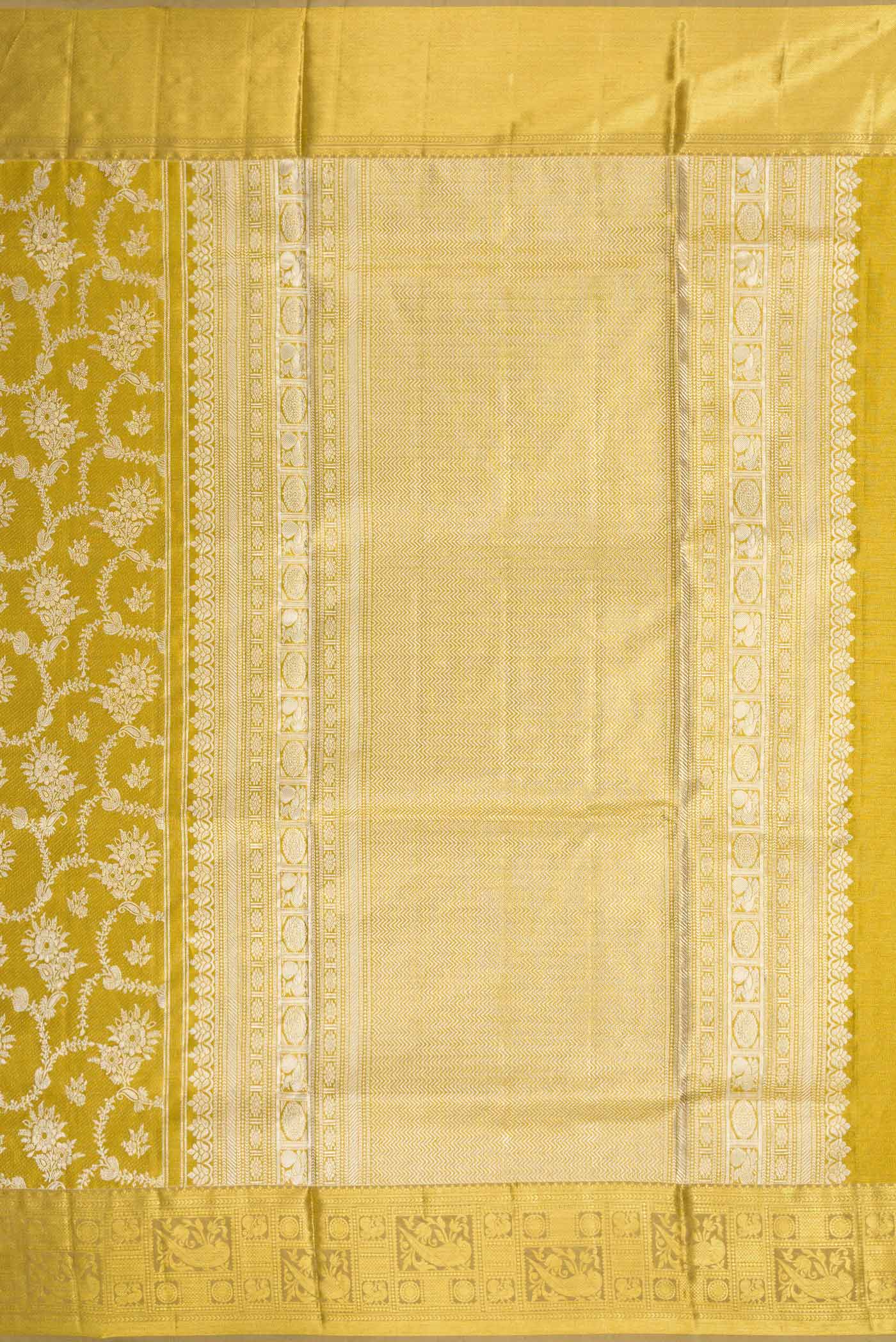 Golden Dual Tone Kanjivaram Tissue Silk Saree - Image 7