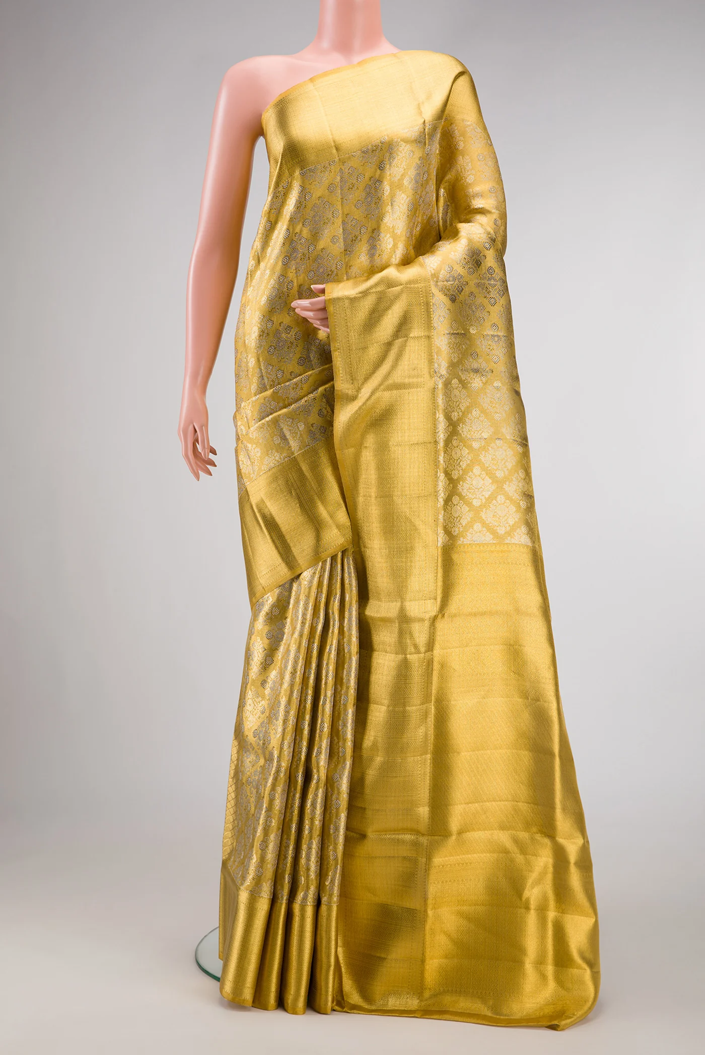 Gold Dual Tone Kanjivaram Tissue Silk Saree