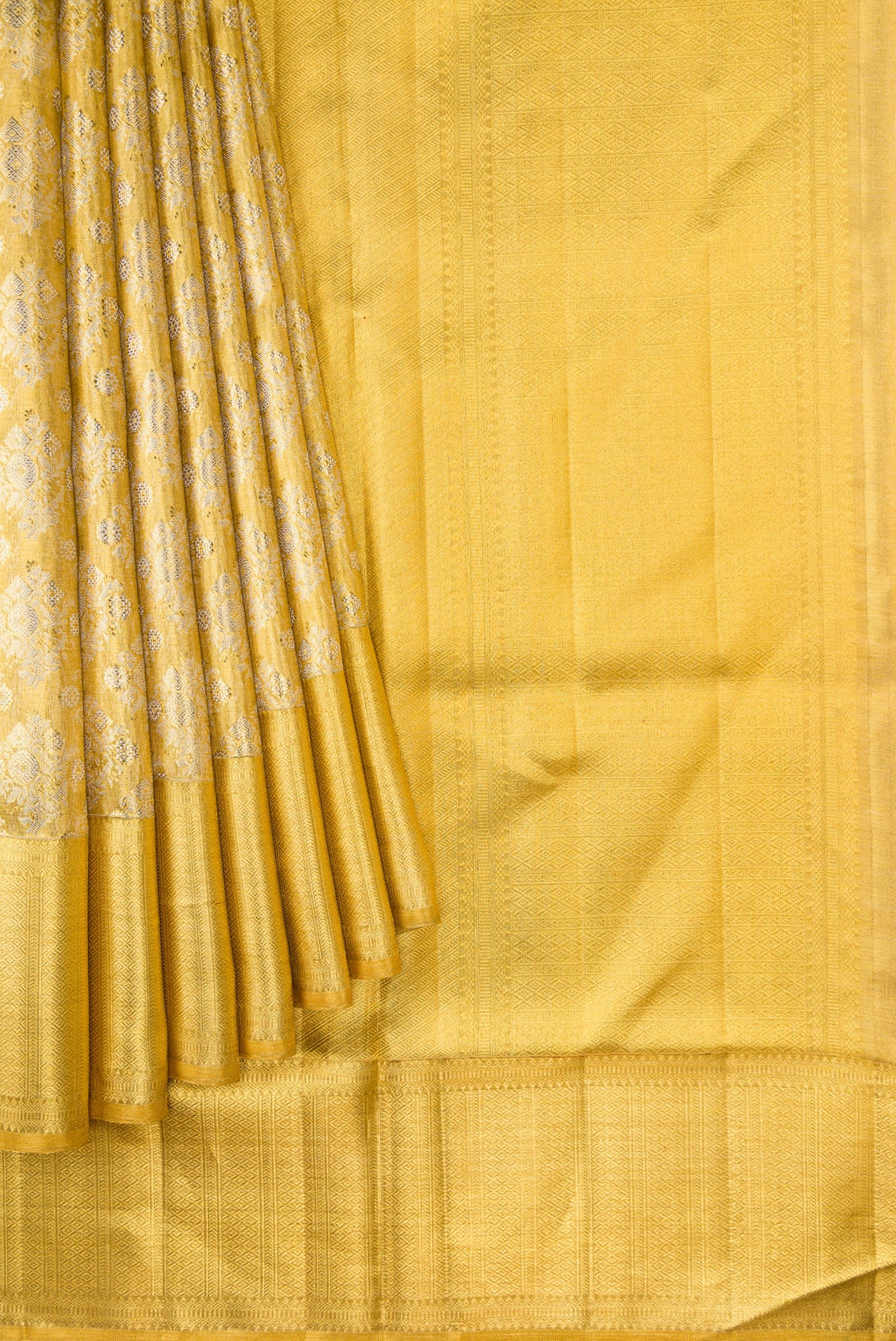 Gold Dual Tone Kanjivaram Tissue Silk Saree - Image 4