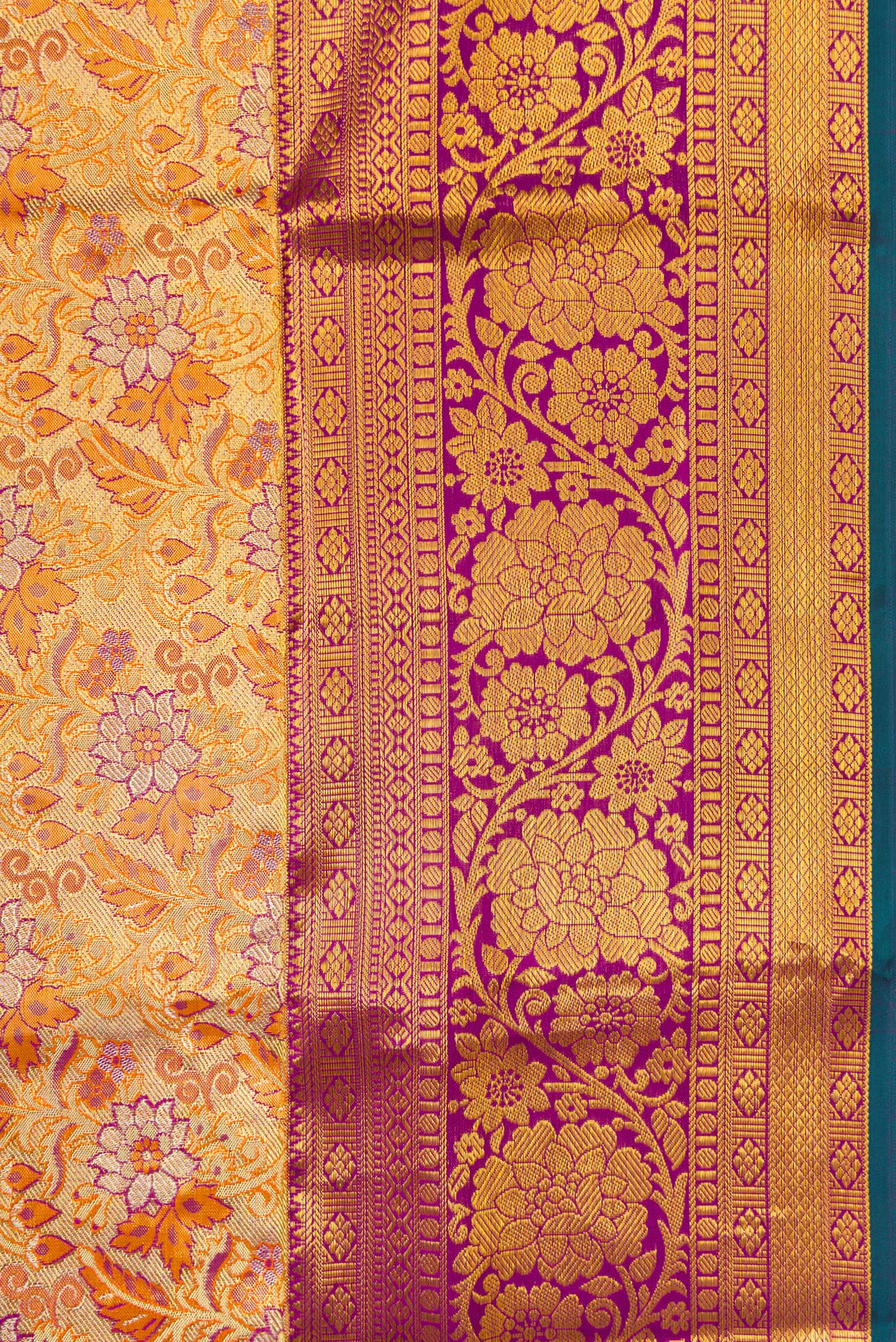 Gold Dual Tone Kanjivaram Tissue Silk Saree - Image 3