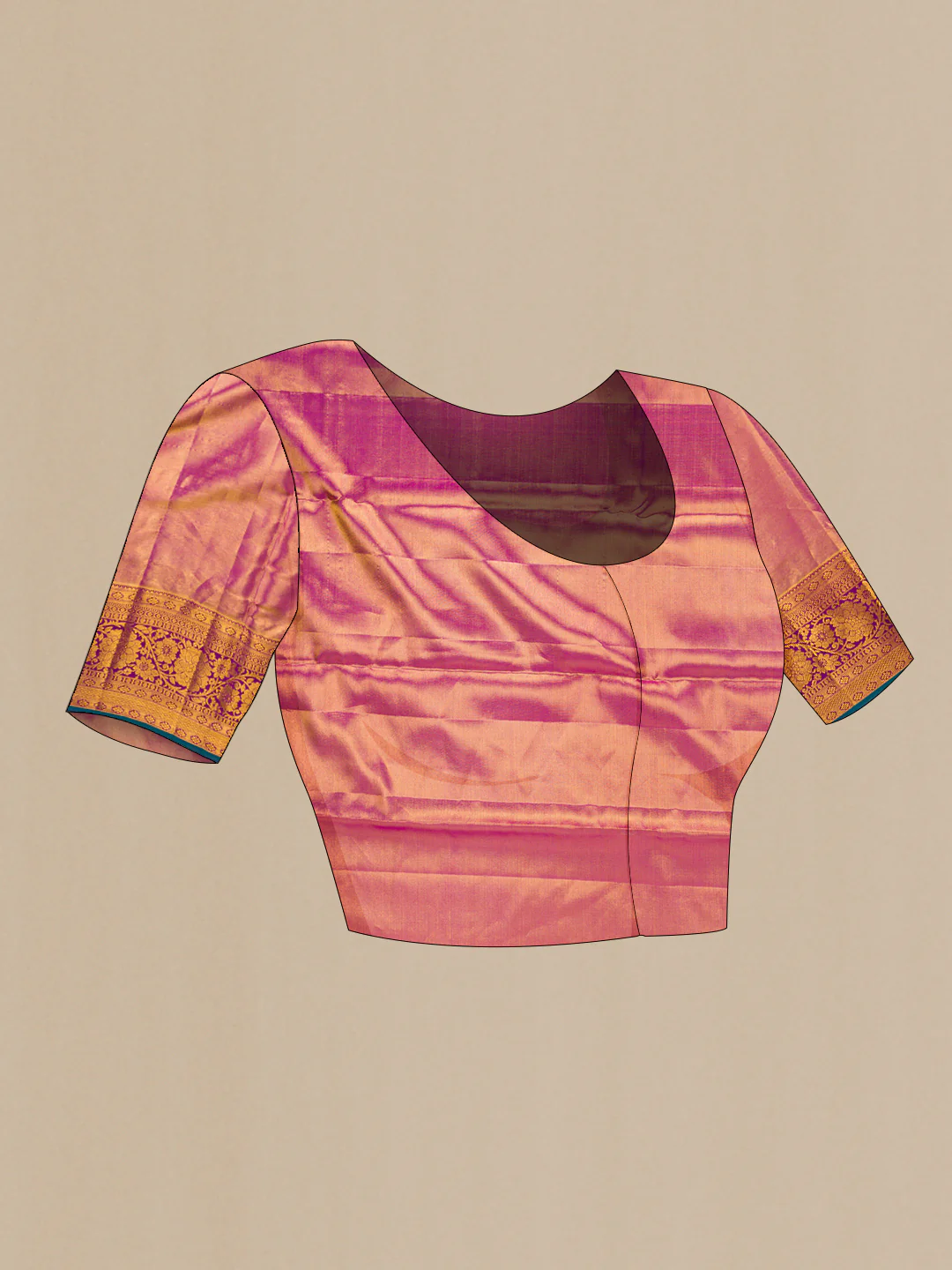 Gold Dual Tone Kanjivaram Tissue Silk Saree - Image 5