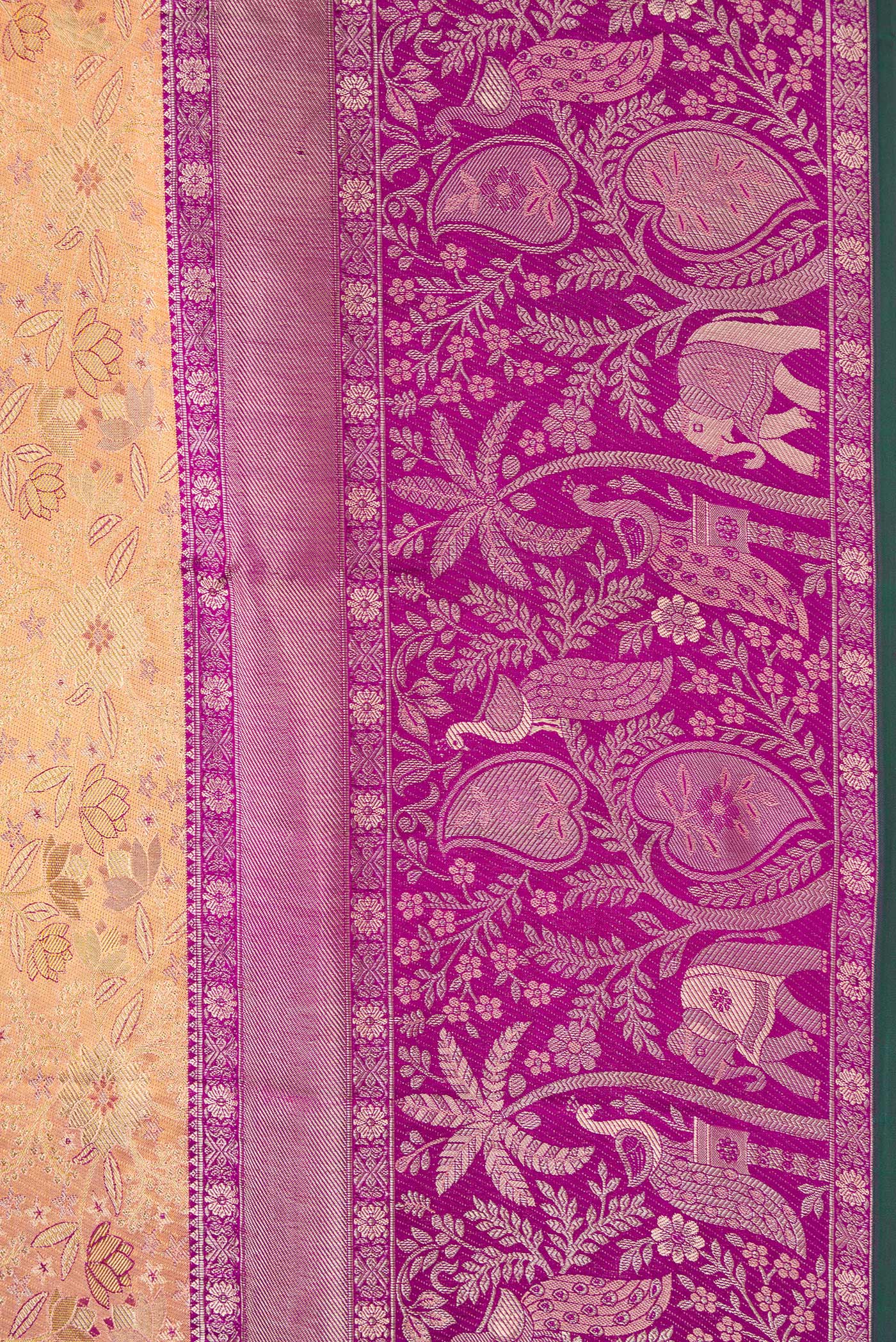 Peach Dual Tone Kanjivaram Tissue Silk Saree - Image 3