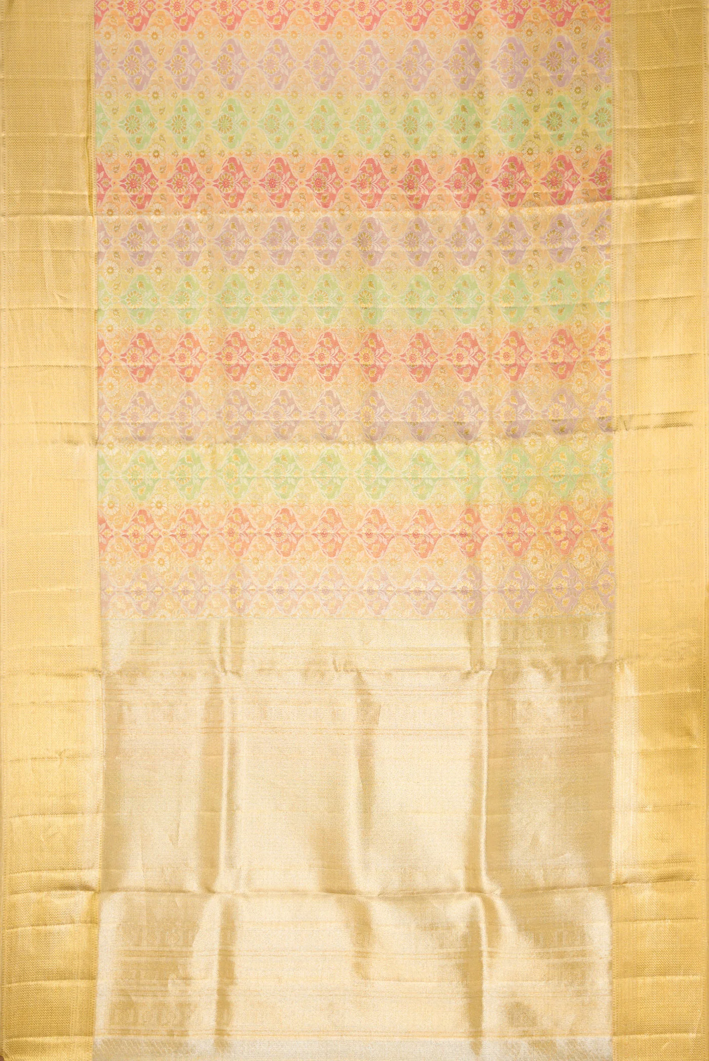 Gold Dual Tone Kanjivaram Tissue Silk Saree - Image 6