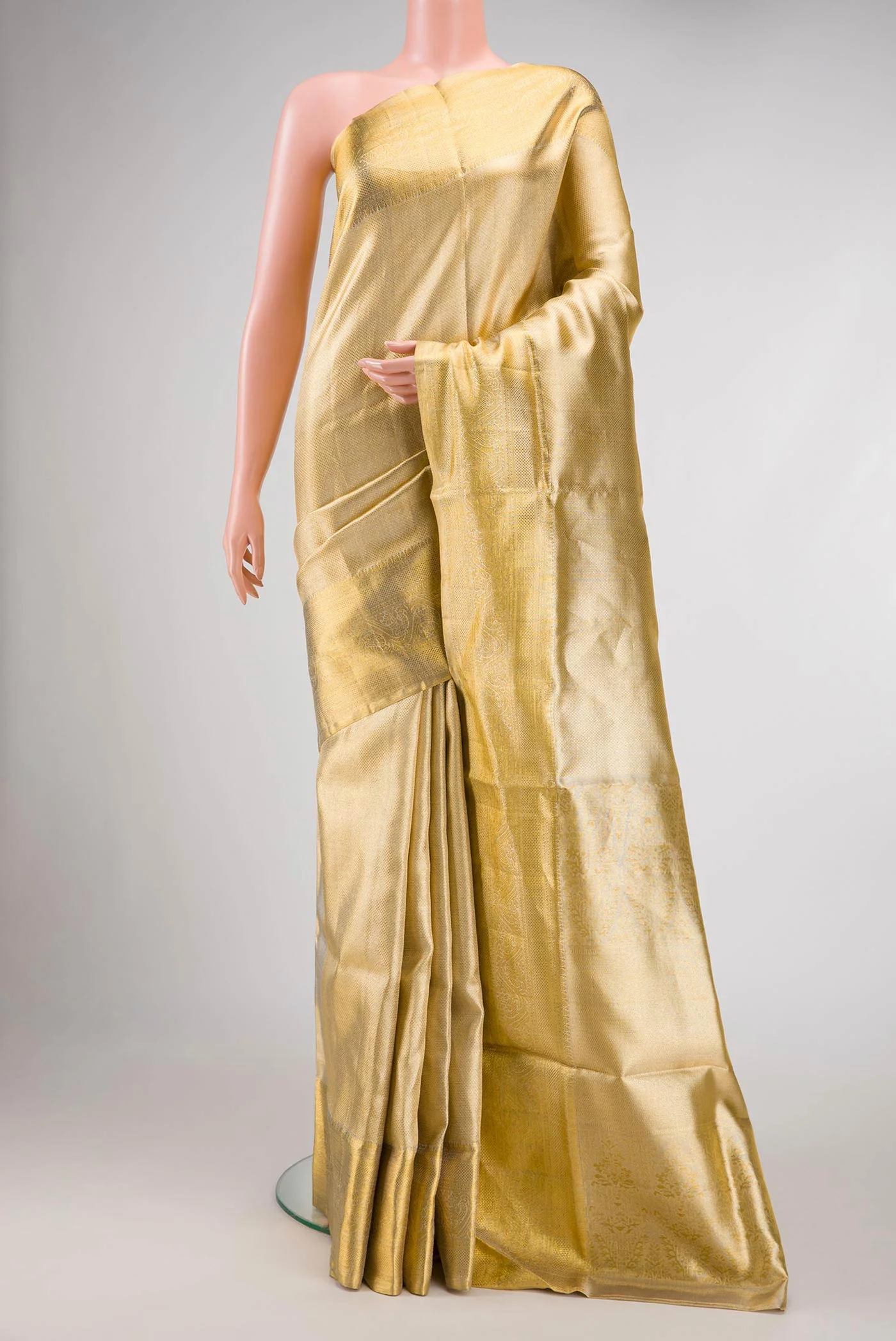 Gold Dual Tone Kanjivaram Tissue Silk Saree