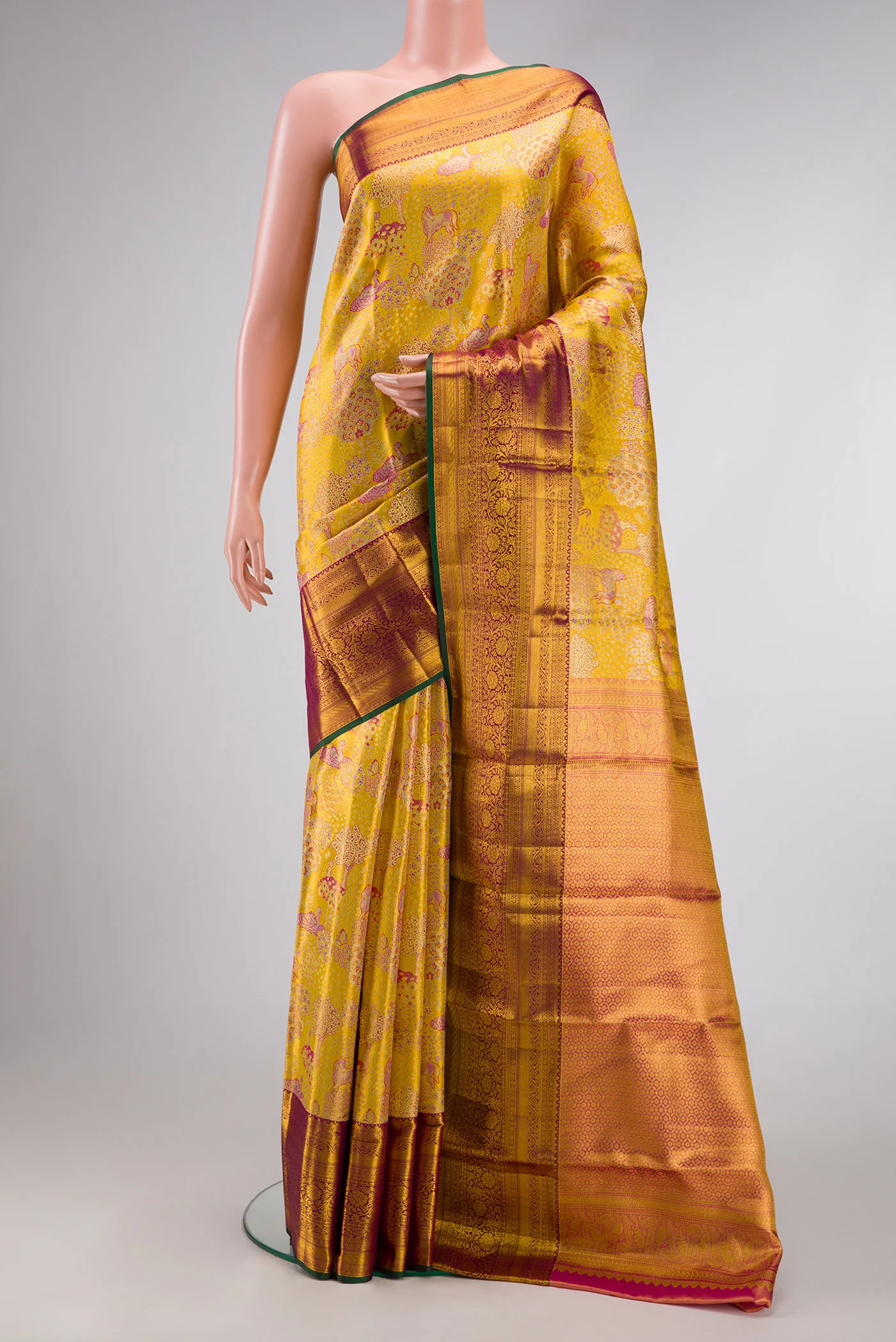 Yellow Kanjivaram Tissue Silk Saree