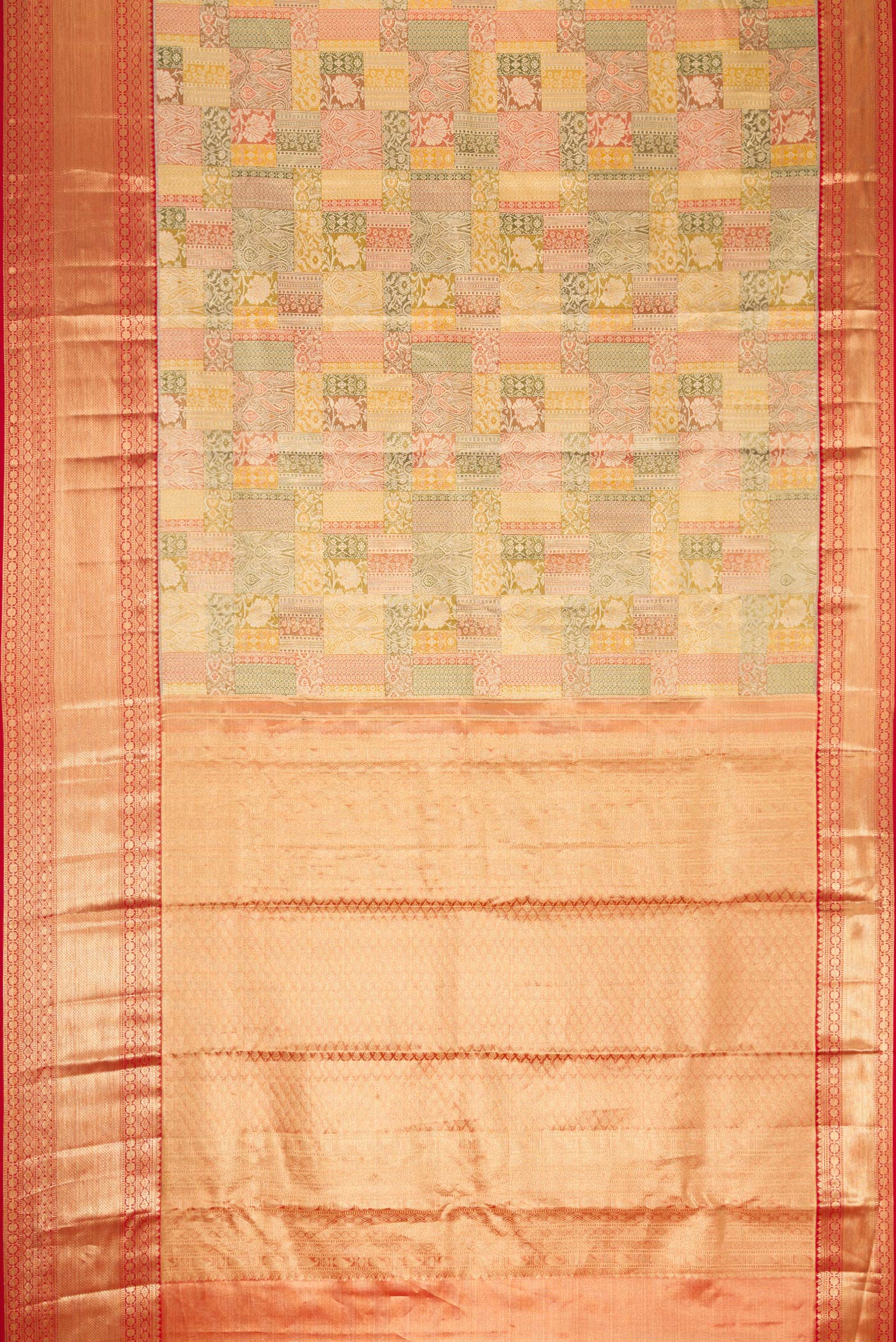 Gold Dual Tone Kanjivaram Tissue Silk Saree - Image 6